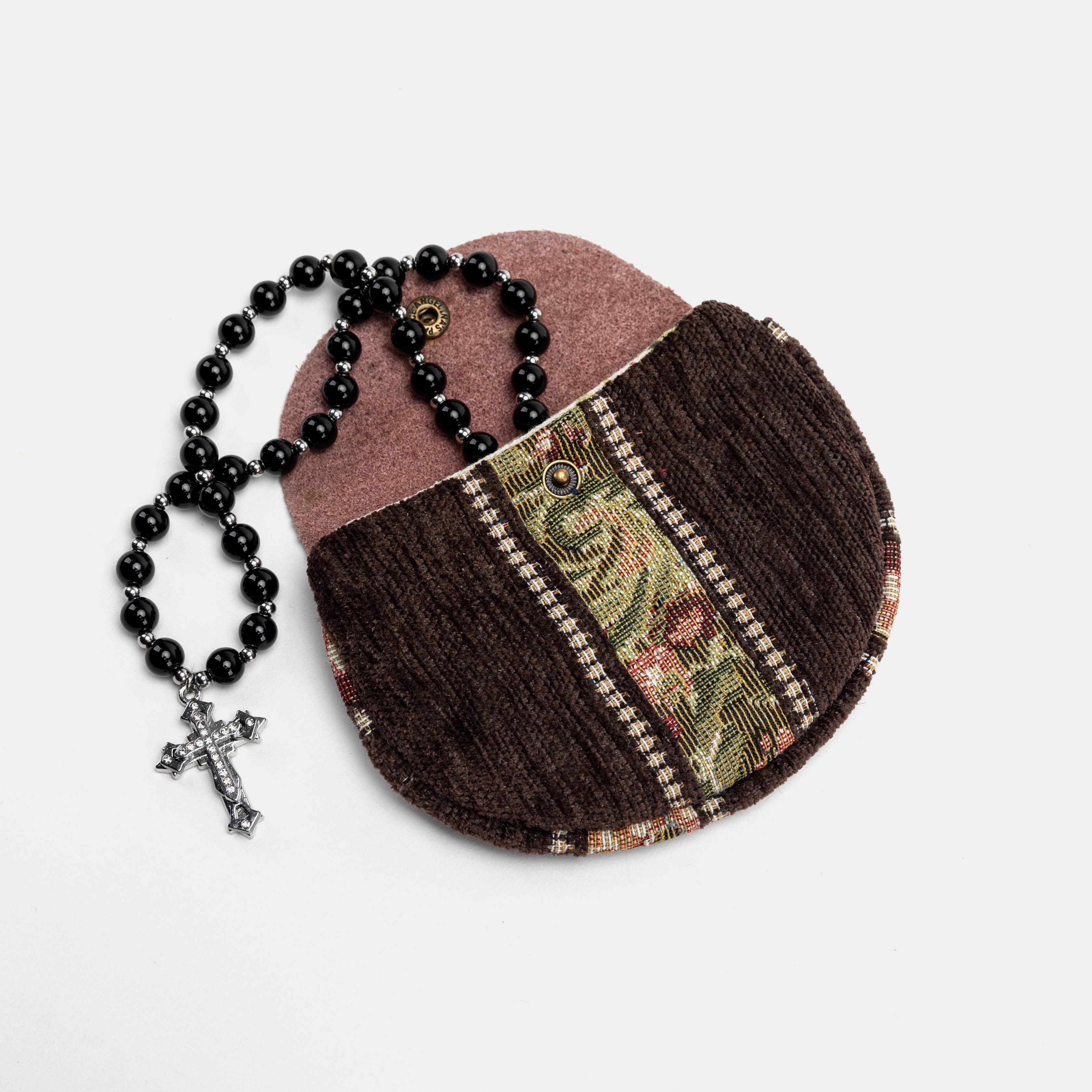 Floral Stripes Series Rosary Bag Carpetbag of America coffee lay flat-1