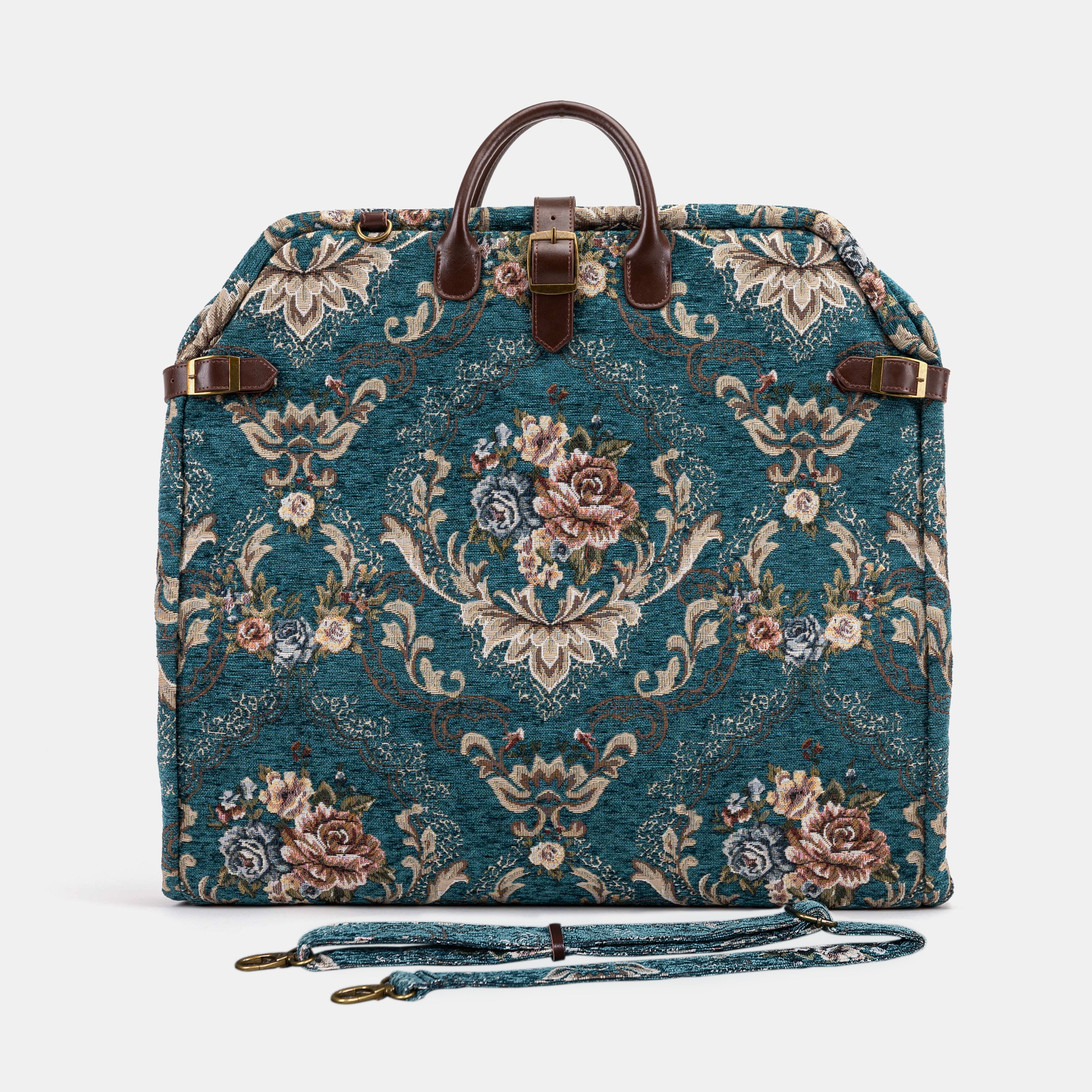 Floral Teal Carpet Garment Bag carpet bag   of America main