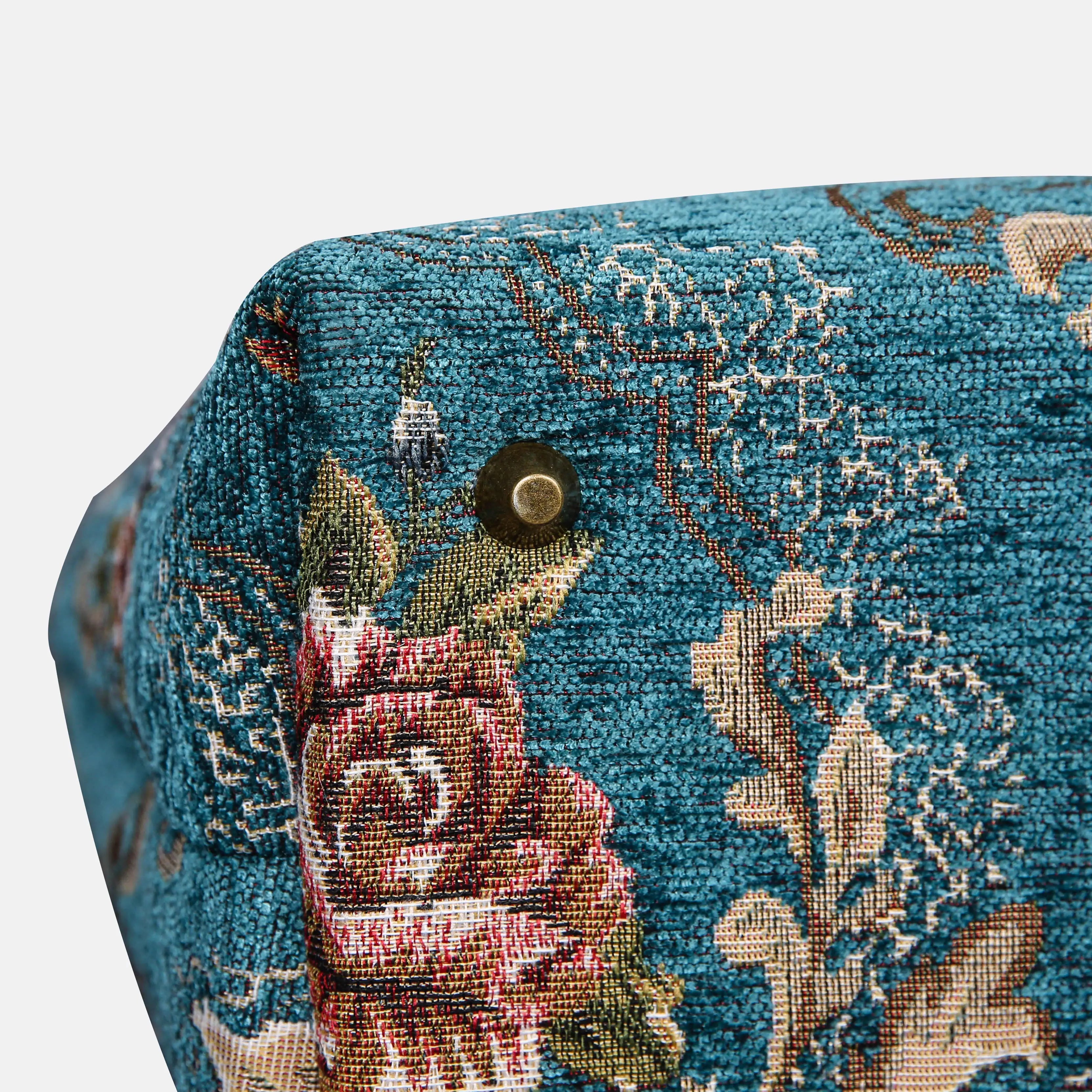 Floral Teal Carpet Laptop Backpack Carpetbag of America bottom