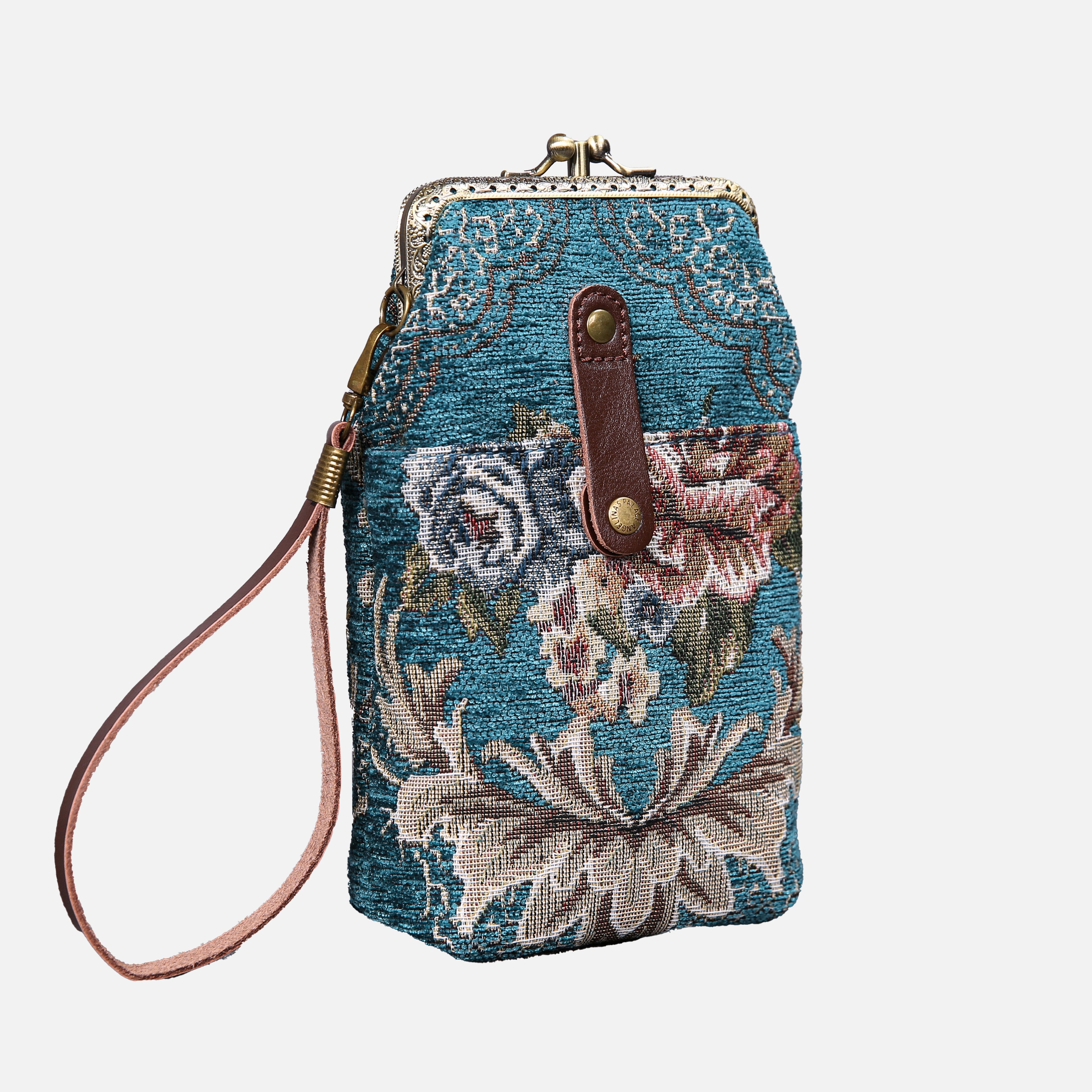 Floral Teal Carpet Phone Case Carpetbag of America front side
