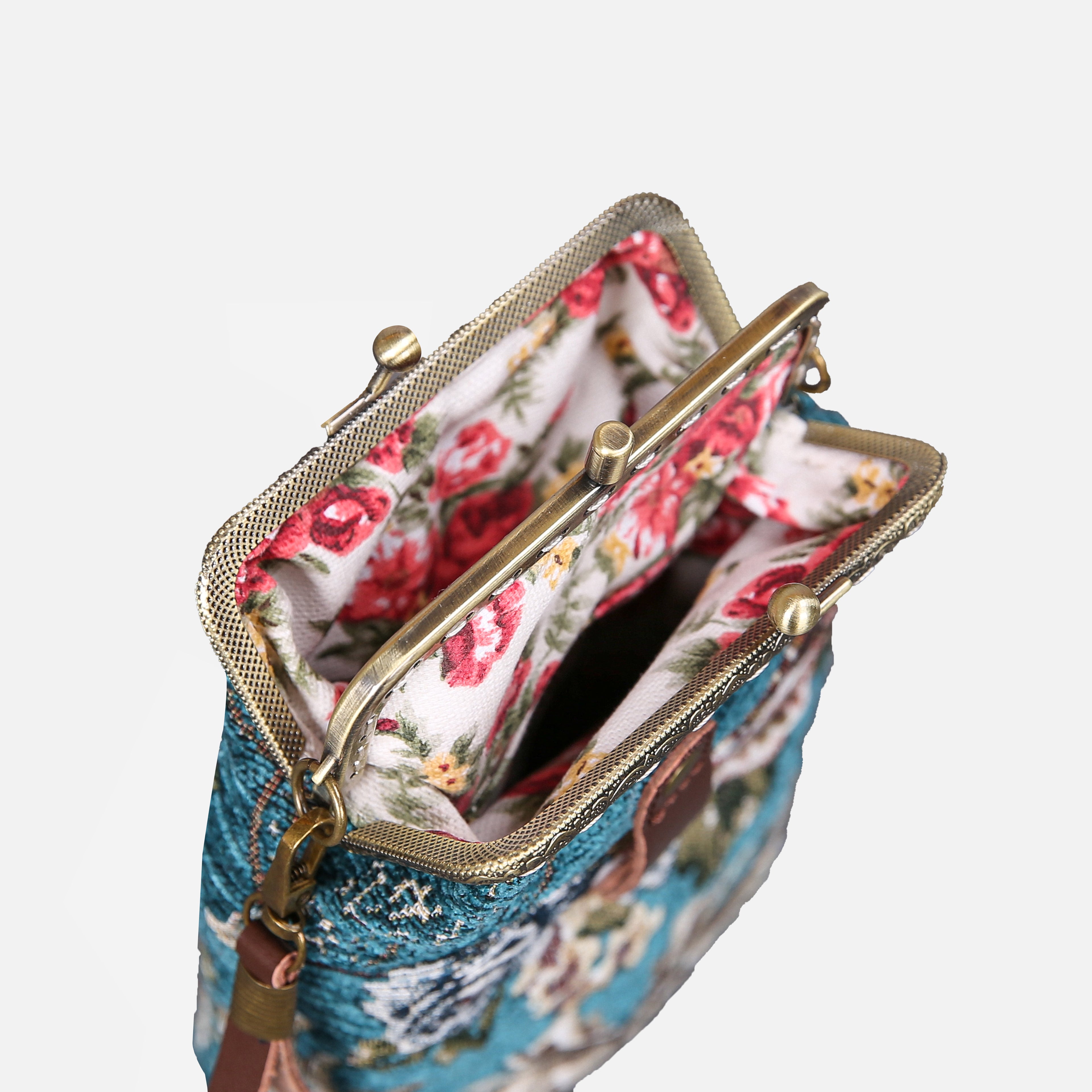 Floral Teal Carpet Phone Case Carpetbag of America standing