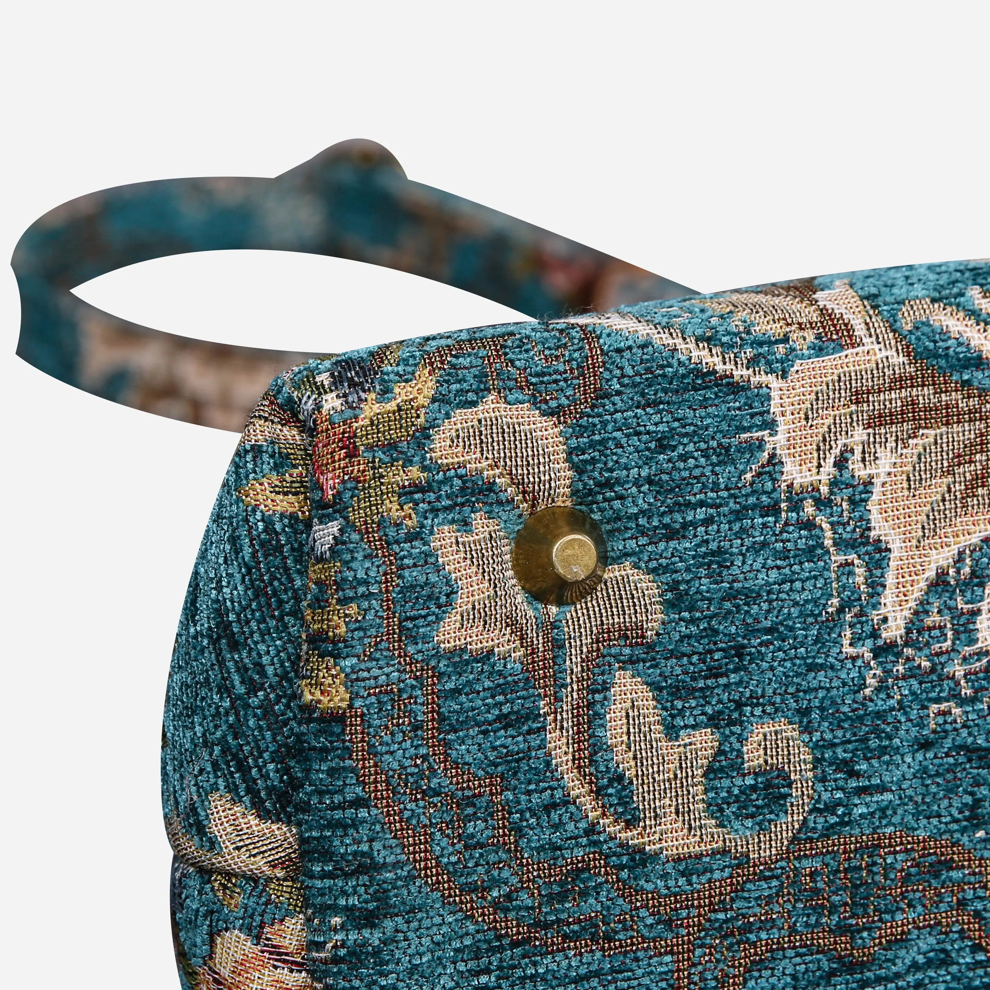 Floral Teal Carpet Satchel carpet bag MCW Handmade of America bottom