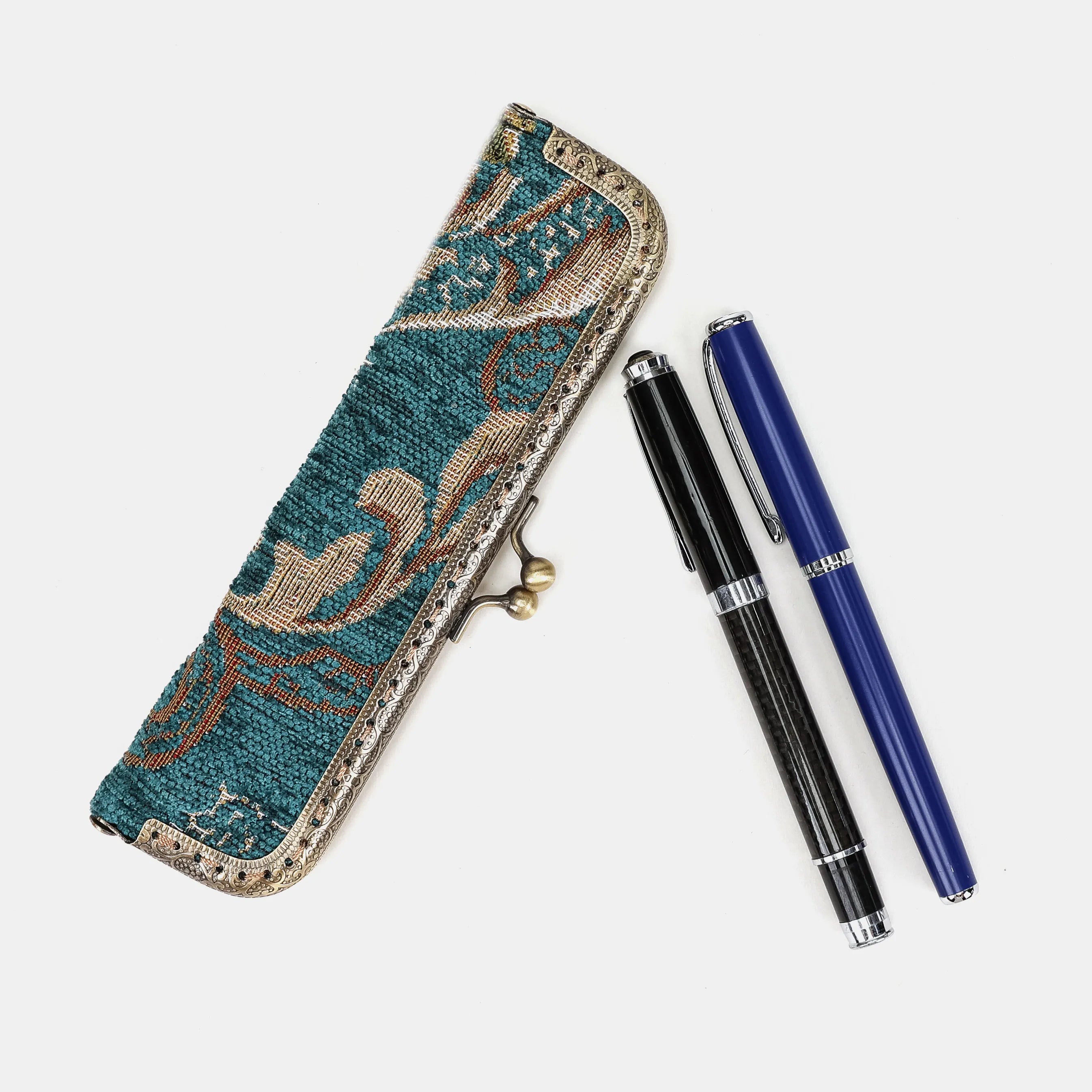 Floral Teal Duo Pen Case Carpetbag of America main