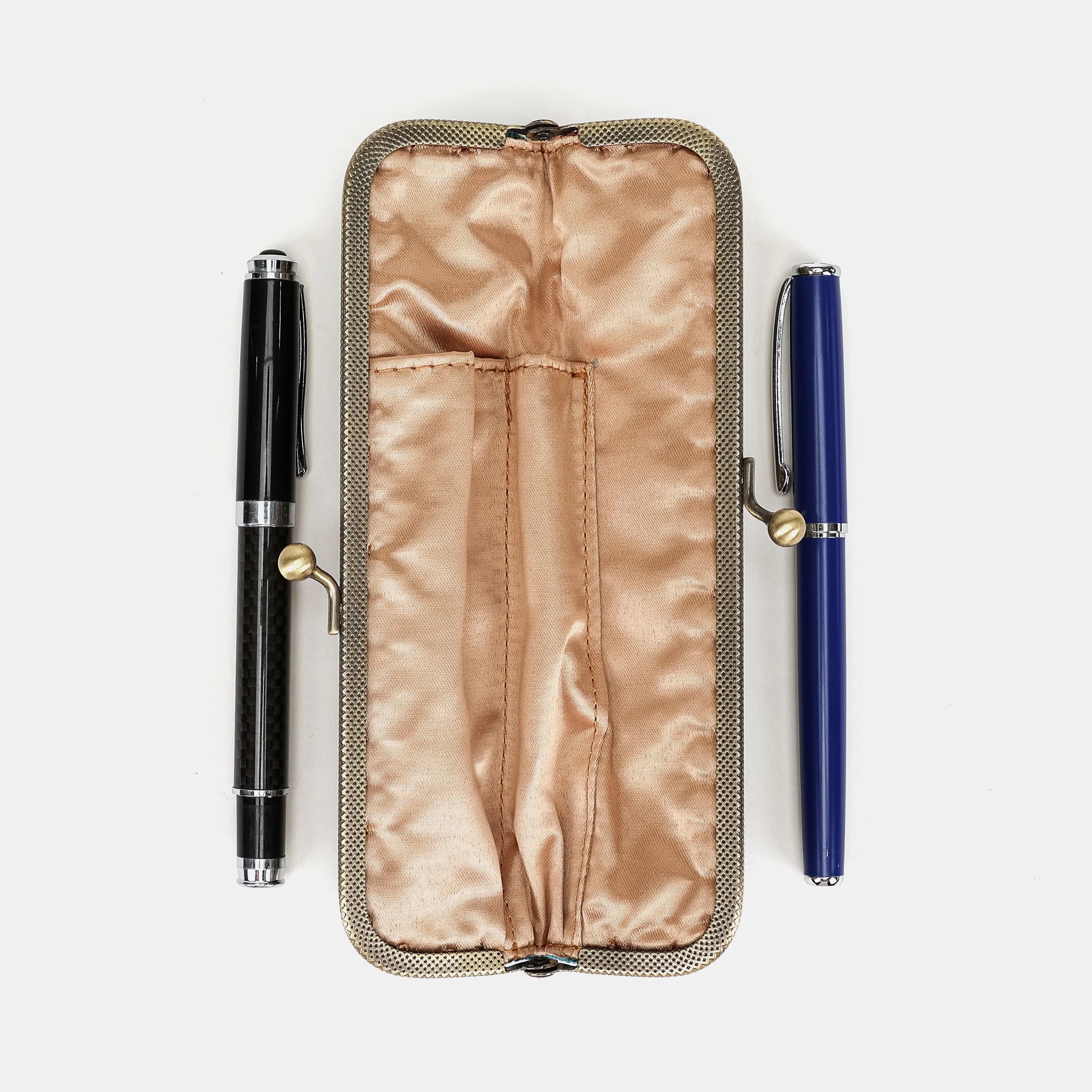 Floral Teal Duo Pen Case Carpetbag of America  open