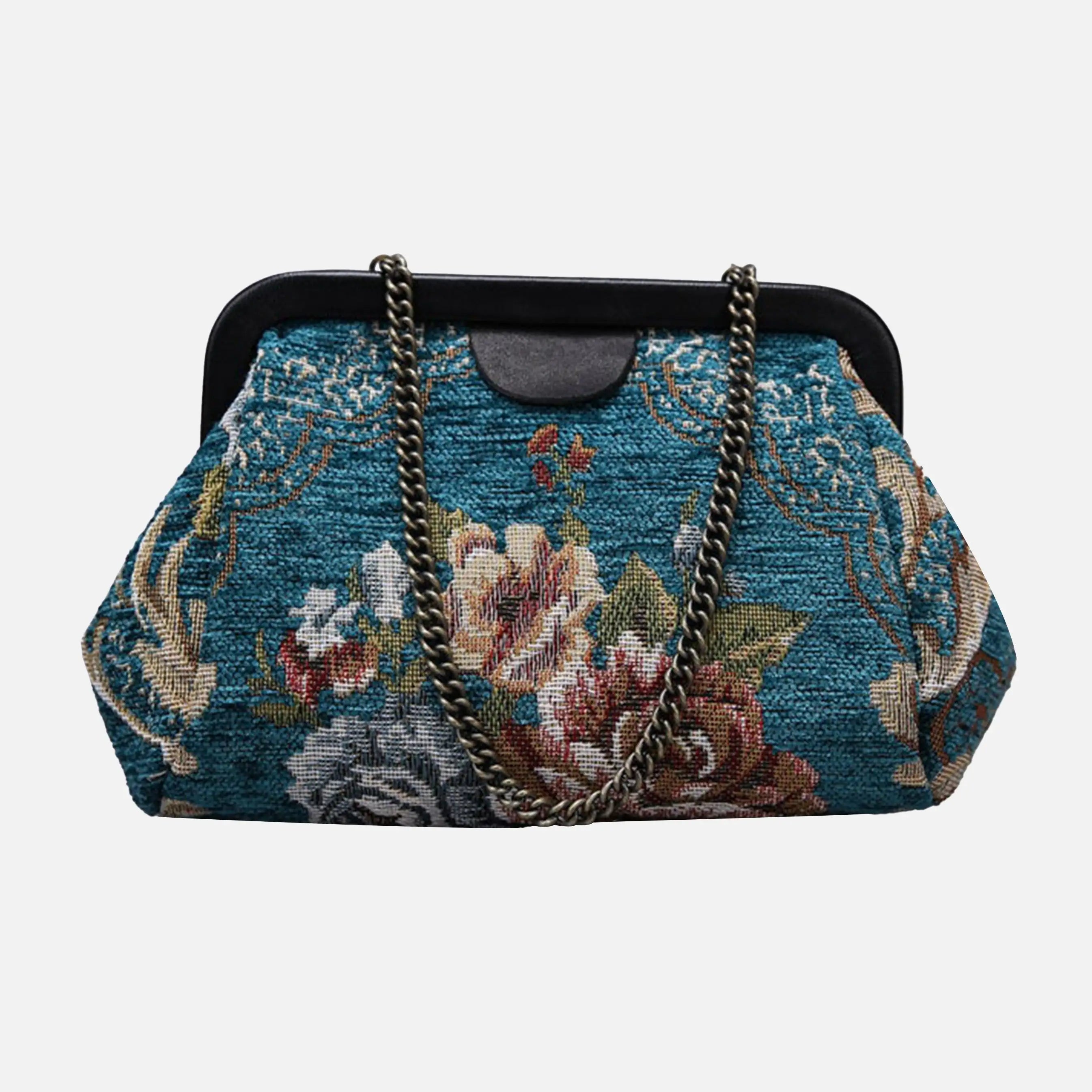 Floral Teal Evening Bag Clutch carpet bag of America main