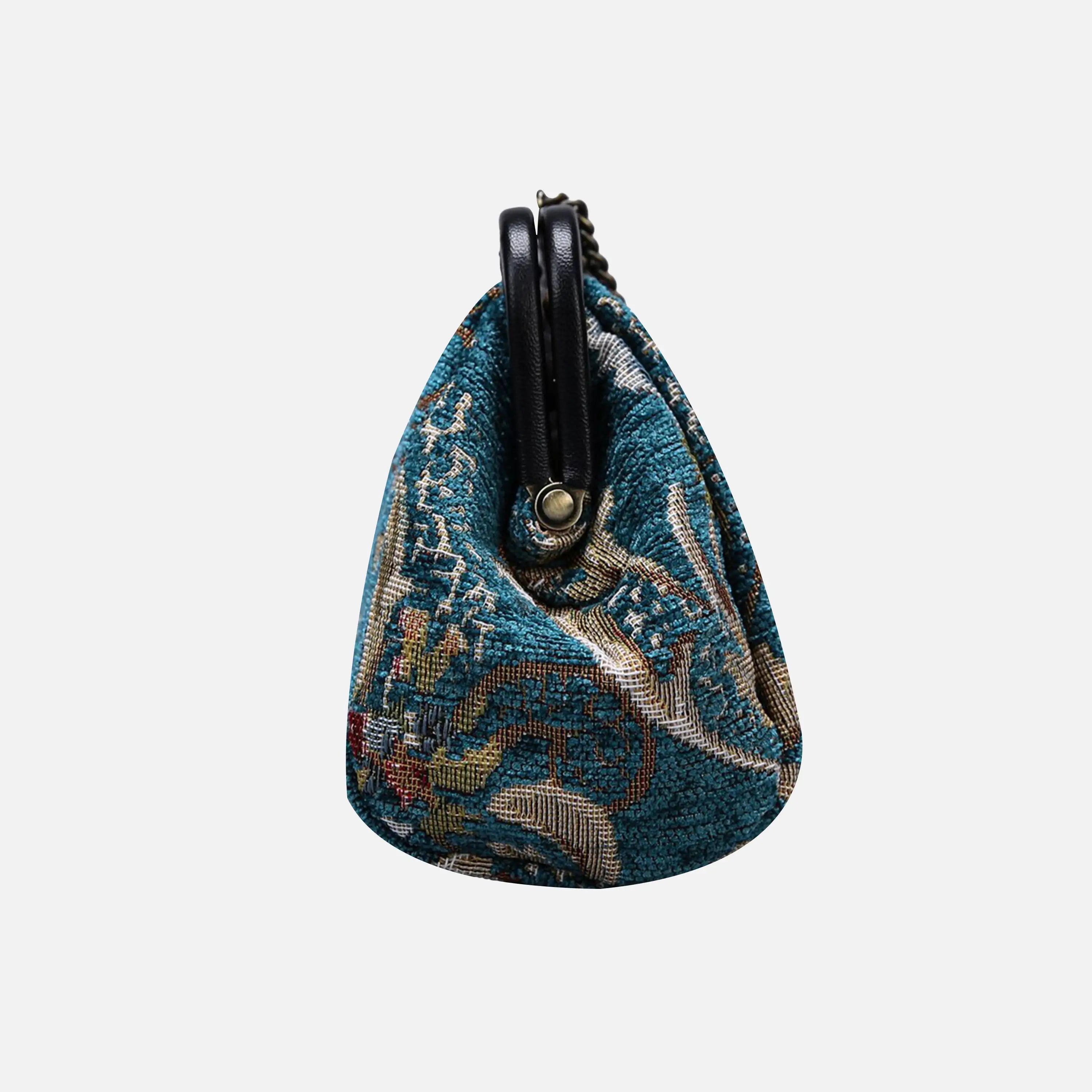 Floral Teal Evening Bag Clutch carpet bag of America side