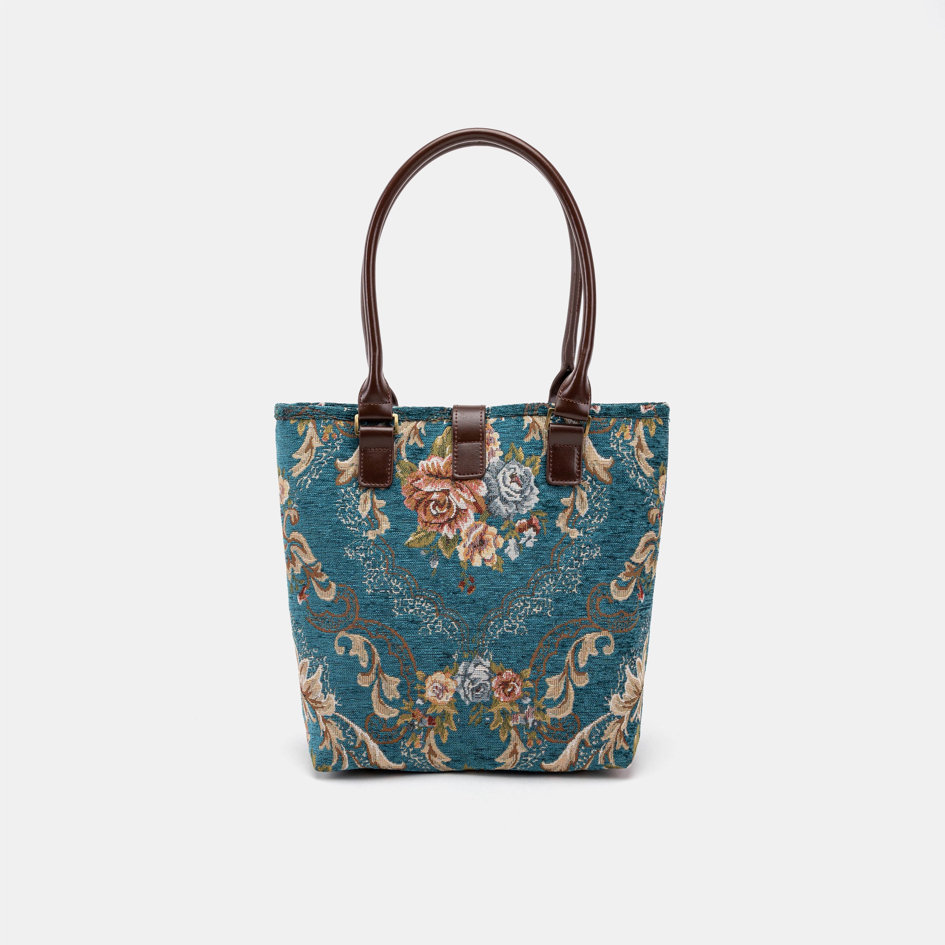 Floral Teal Everyday Tote Bag of America back