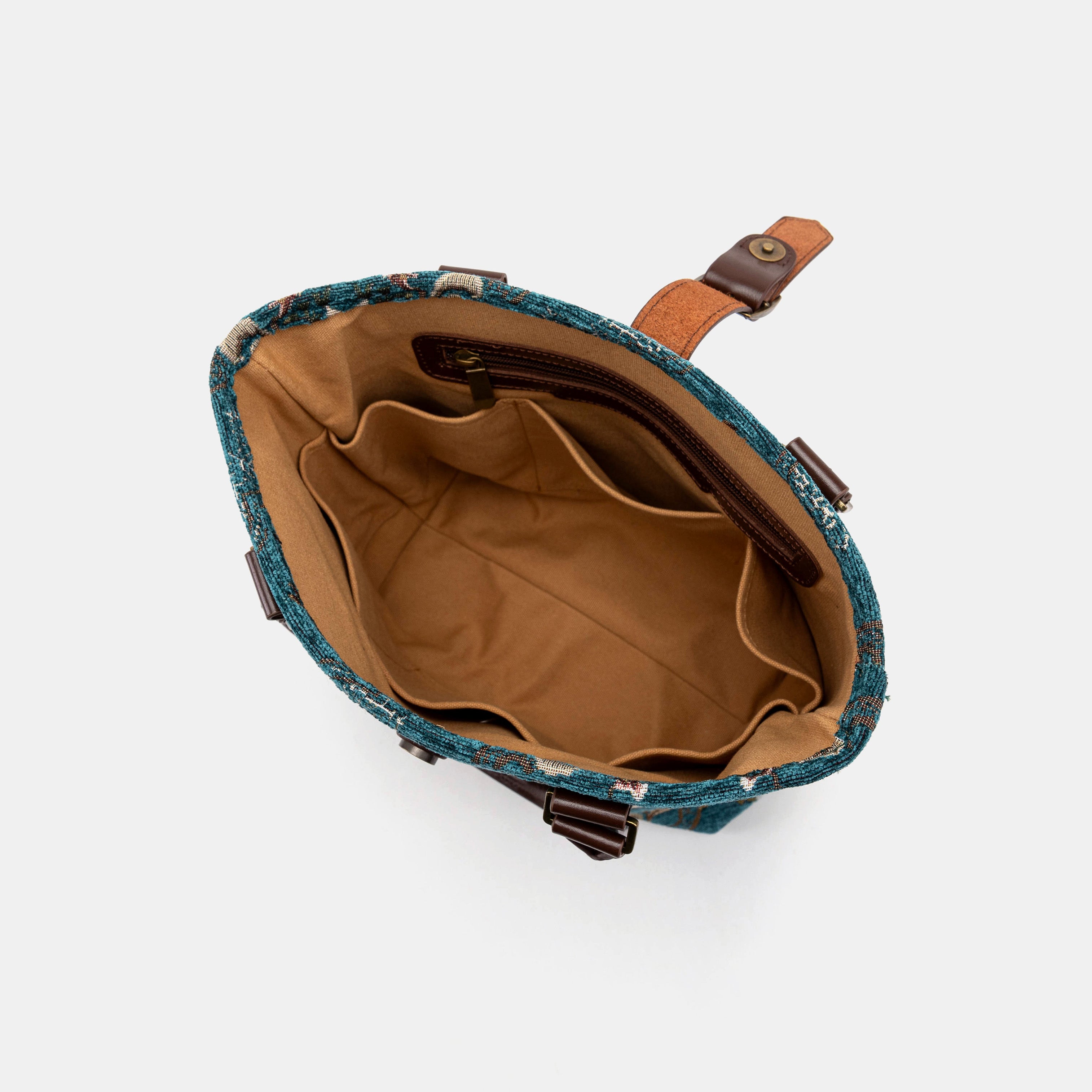 Floral Teal Everyday Tote Bag of America inside