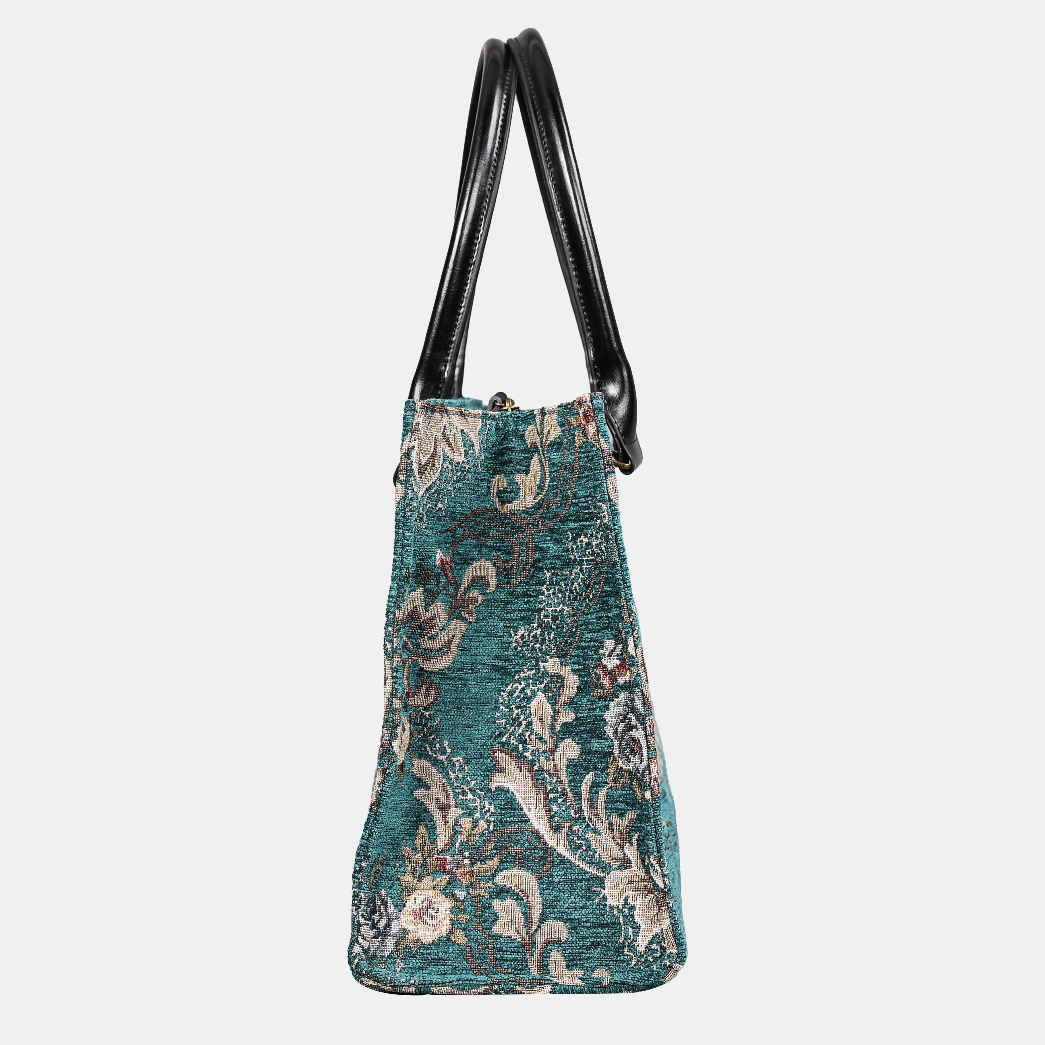 Floral Teal Laptop Work Tote of America side