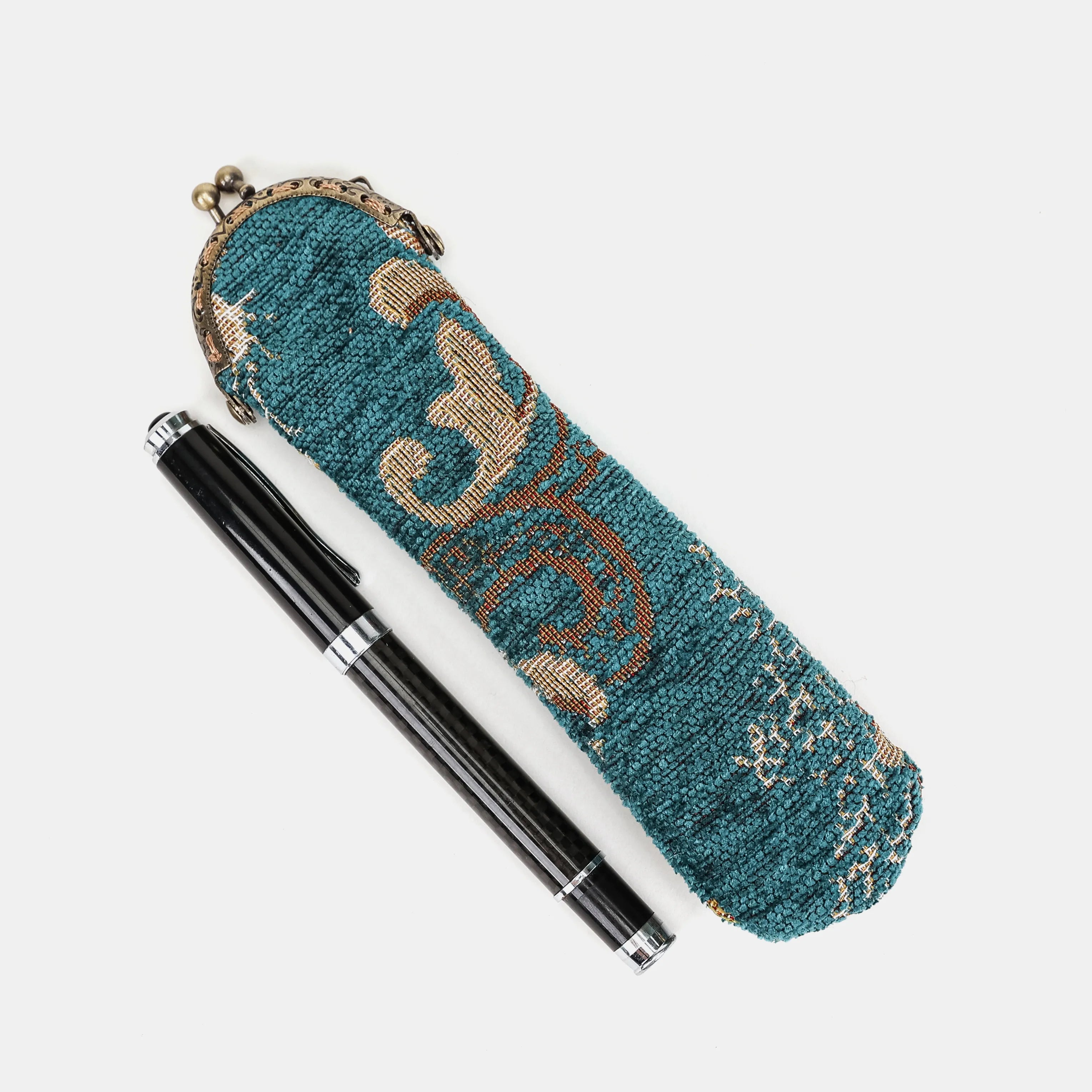 Floral Teal Solo Pen Case Carpetbag of America main