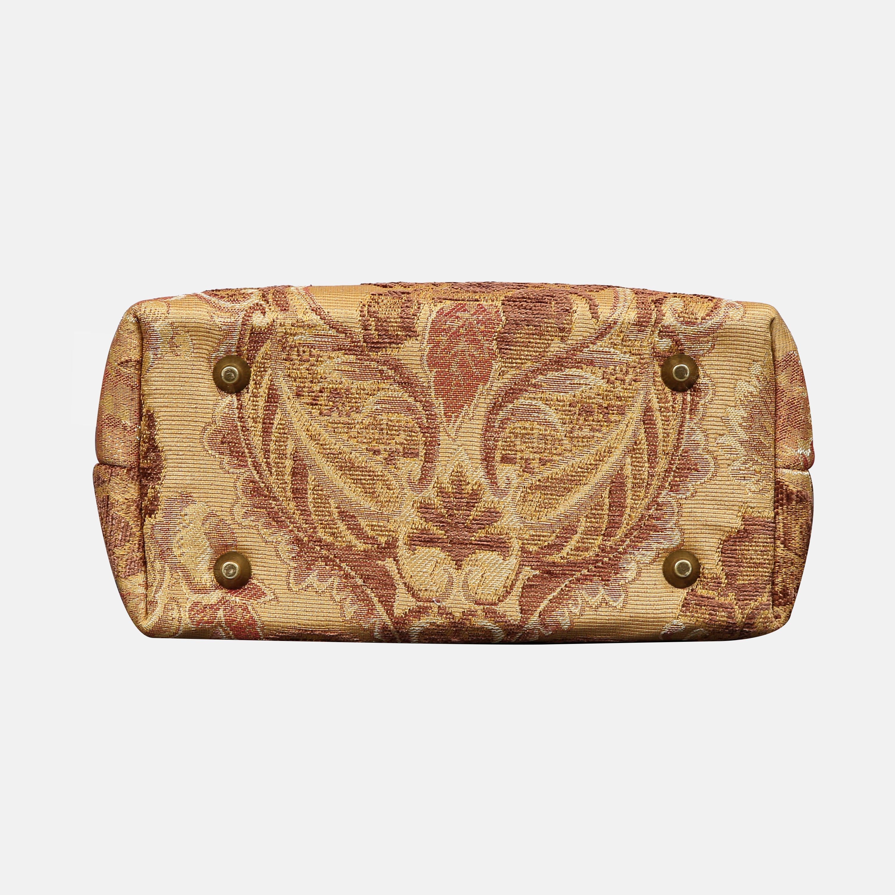 Floral Vintage Tuck Lock Carpet Satchel carpet bag MCW Handmade of America bottom