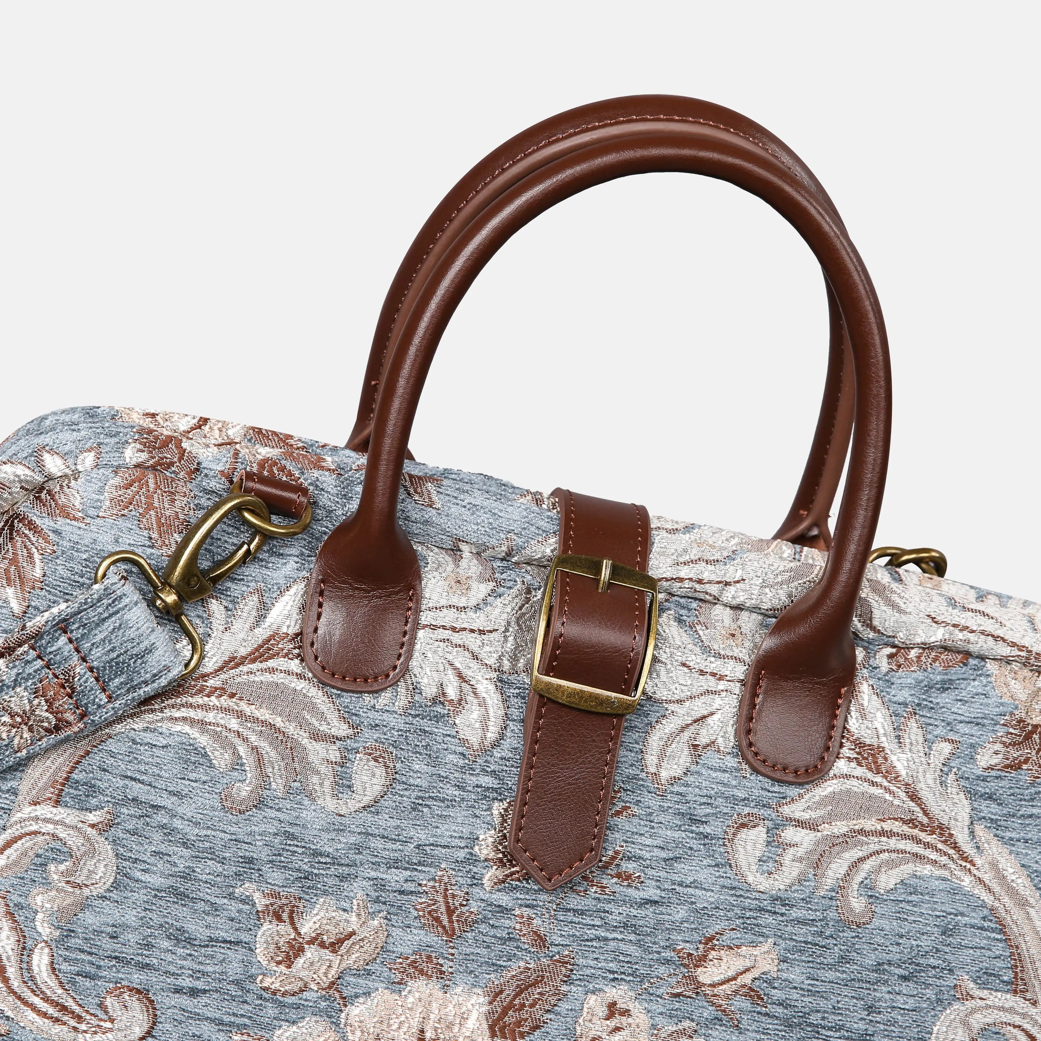 Floral Windy Blue Mary Poppins Weekender carpet bag MCW Handmade details