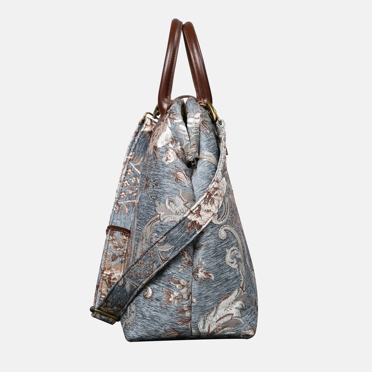 Floral Windy Blue Mary Poppins Weekender carpet bag MCW Handmade side