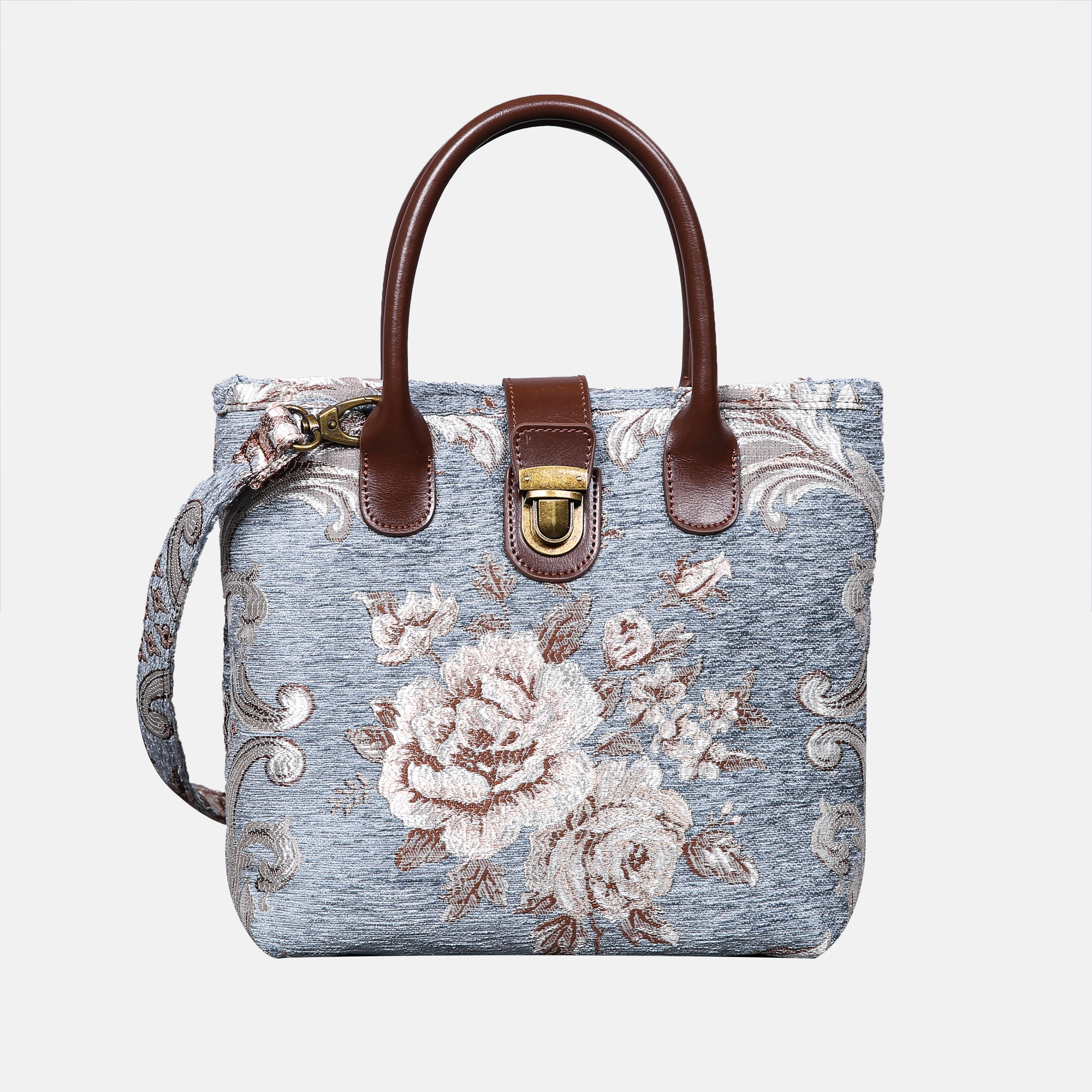 Floral Windy Blue Tuck Lock Carpet Satchel carpet bag MCW Handmade main