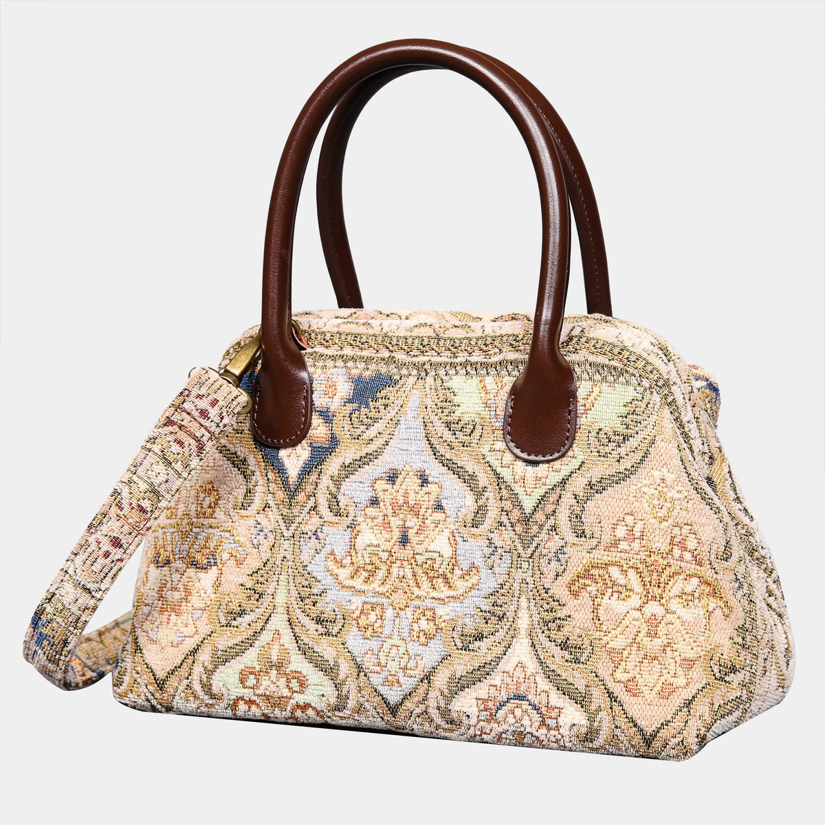 Golden Age Beige Carpet Satchel carpet bag MCW Handmade front