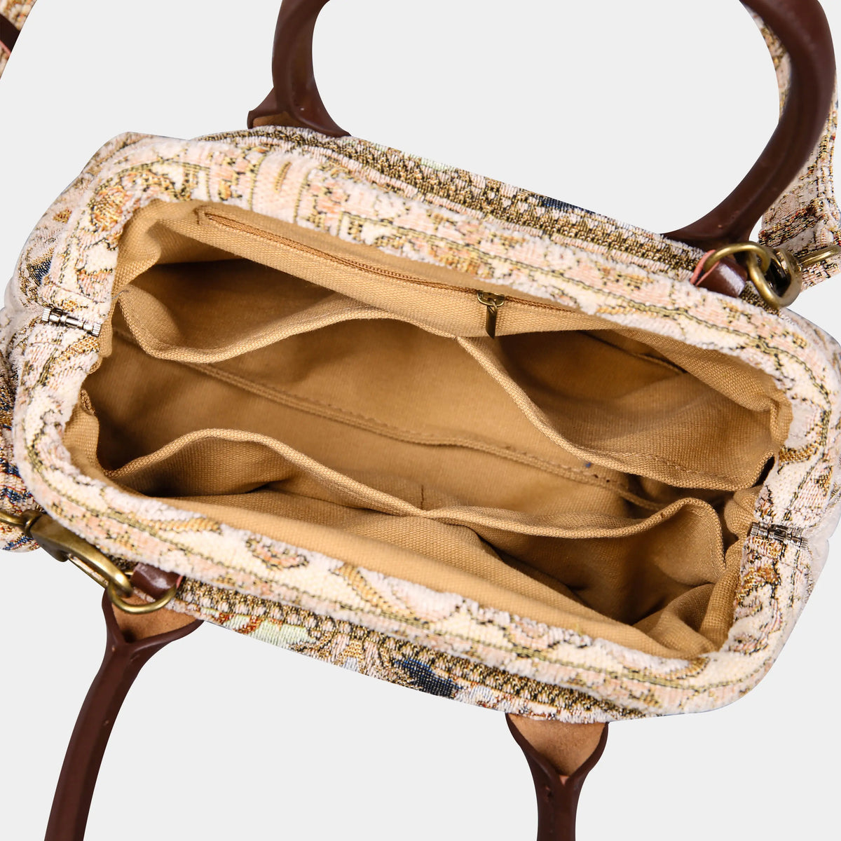 Golden Age Beige Carpet Satchel carpet bag MCW Handmade open