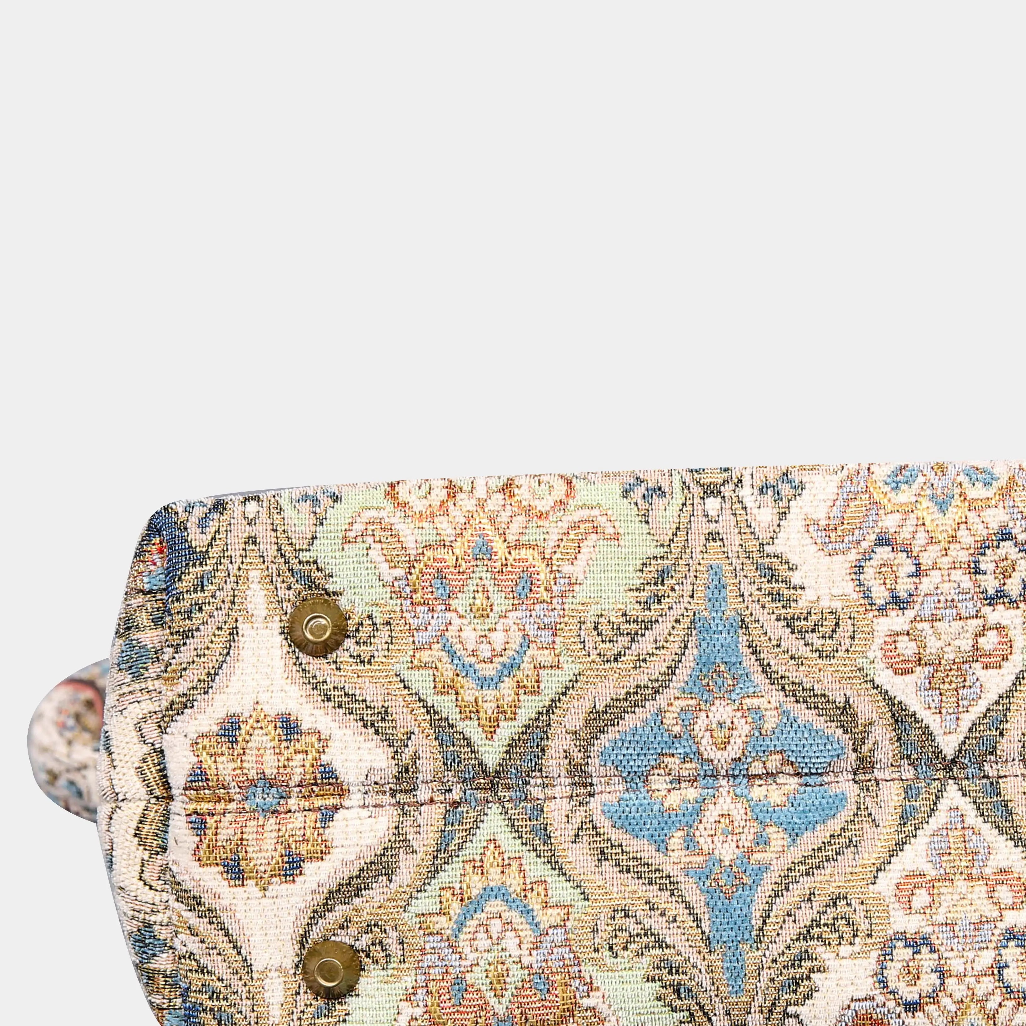 Golden Age Blue Carpet Satchel carpet bag MCW Handmade of America bottom