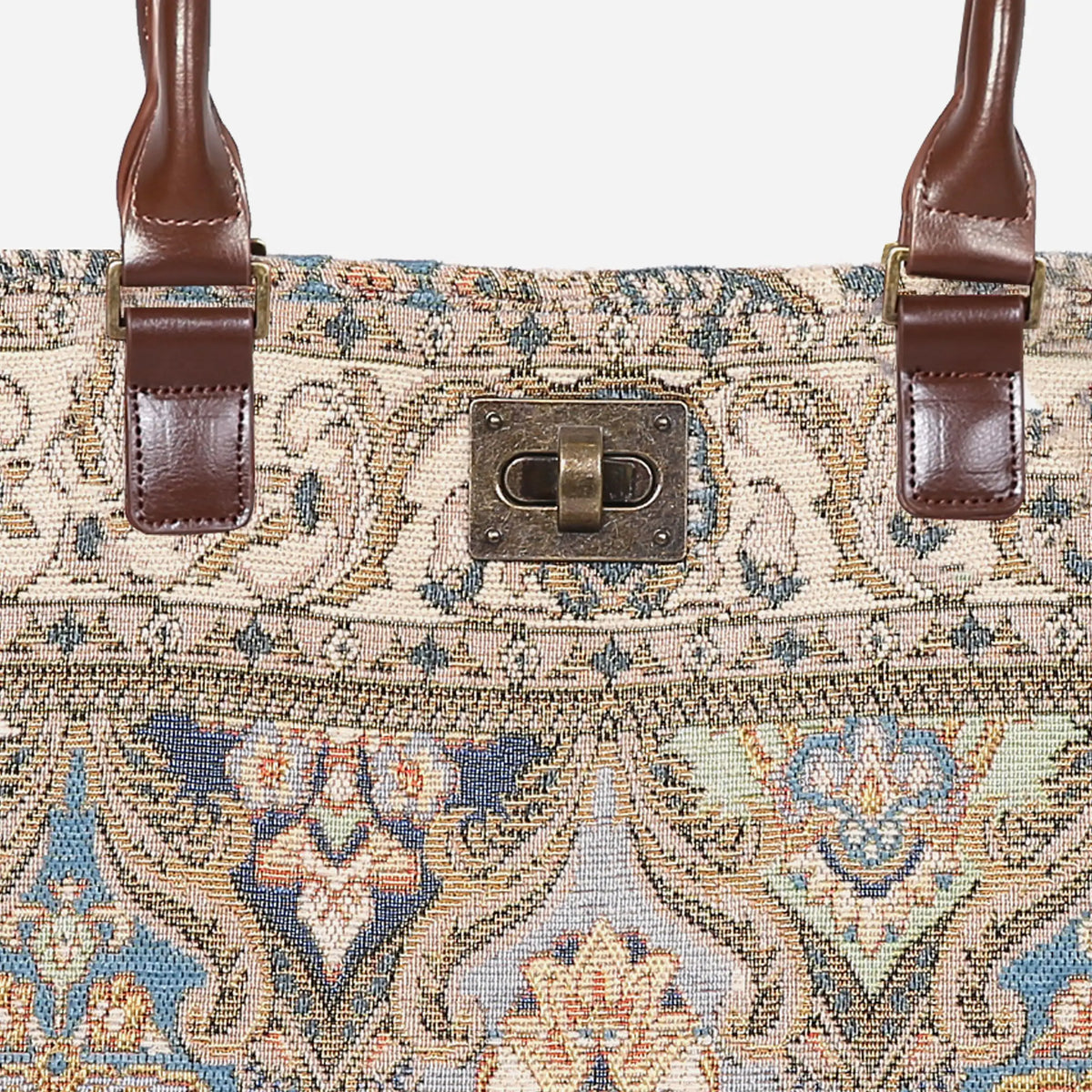 Golden Age Blue Carpet Tote Shopper Carpetbag of America closure
