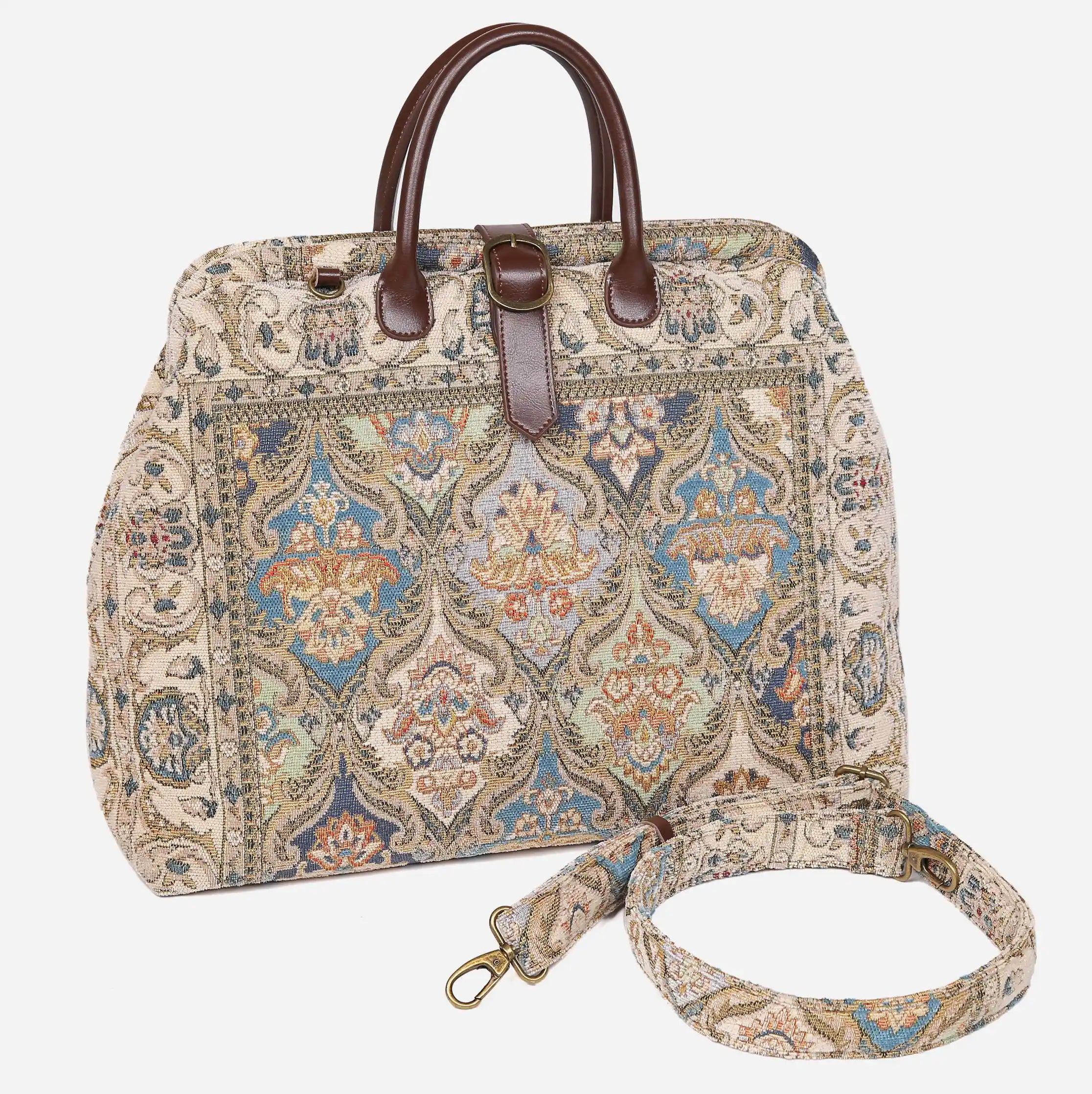 Golden Age Blue Mary Poppins Weekender Carpetbag with shoulder strap
