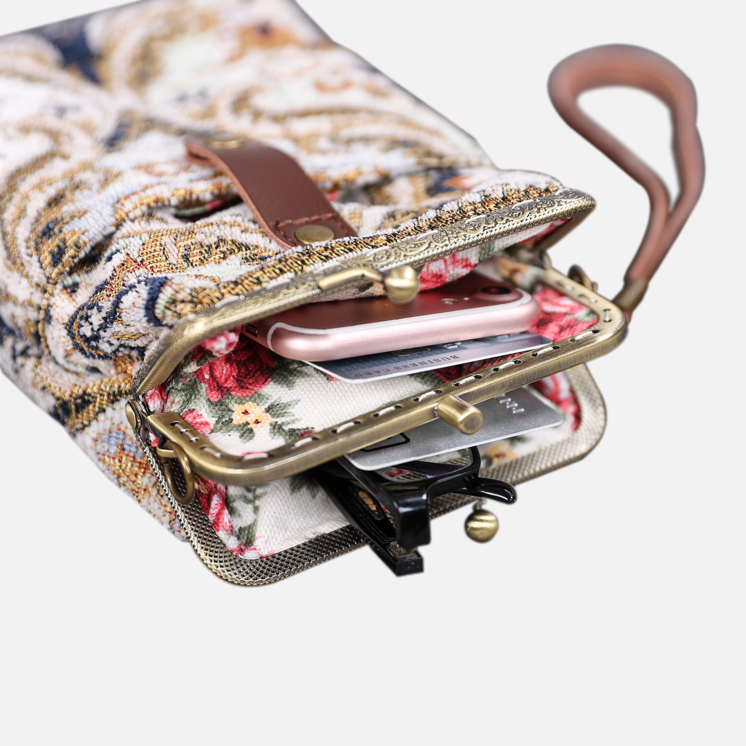 Golden Age Navy Carpet Phone Case Carpetbag of America inside