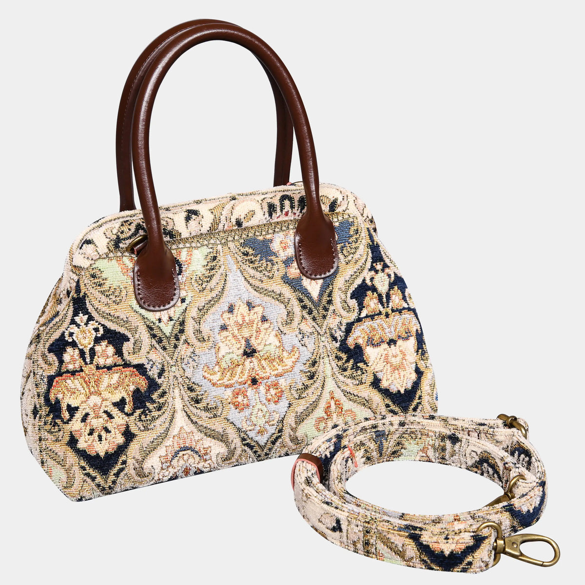 Golden Age Navy Carpet Satchel Carpetbag of America with strap
