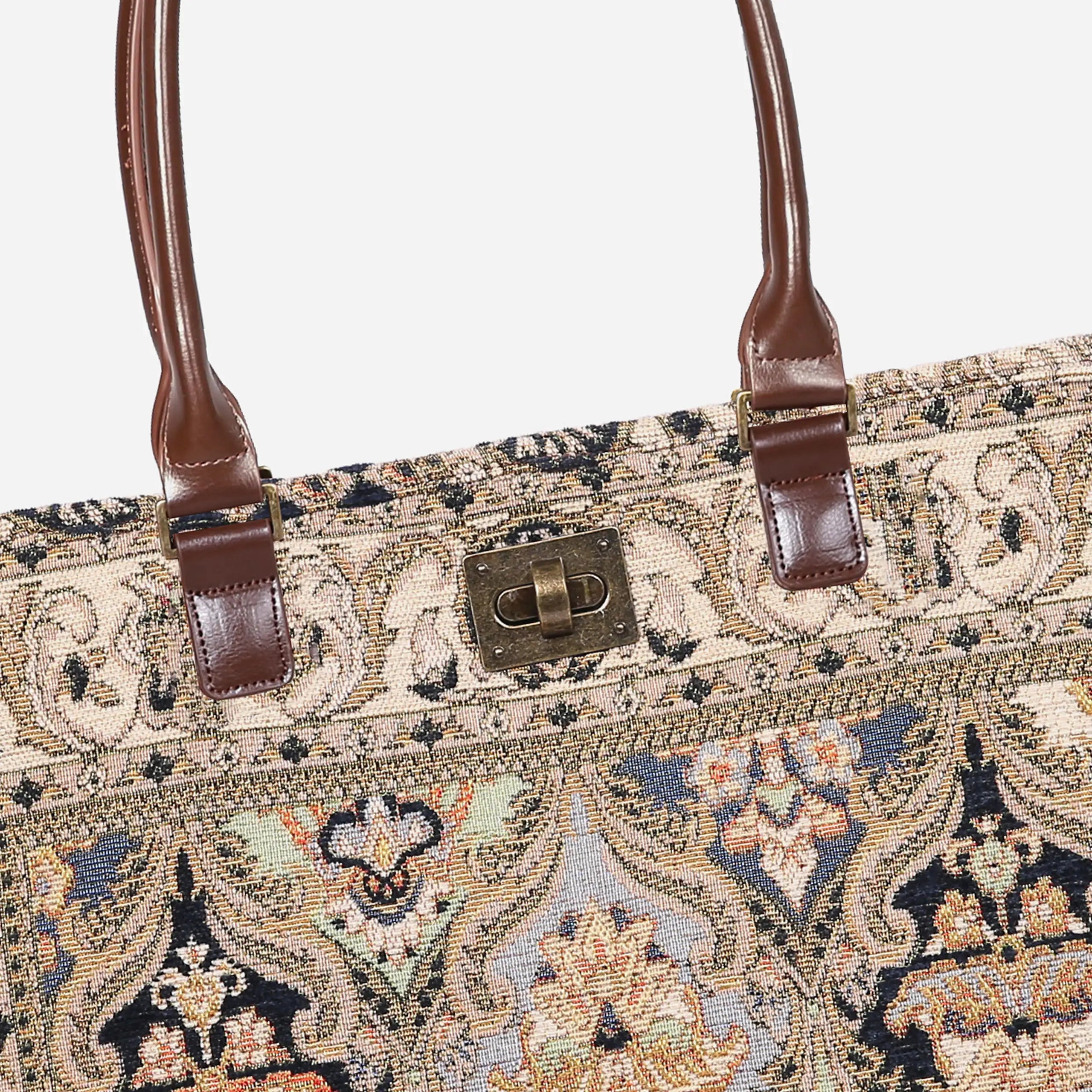 Golden Age Navy Carpet Tote Shopper Carpetbag of America closure
