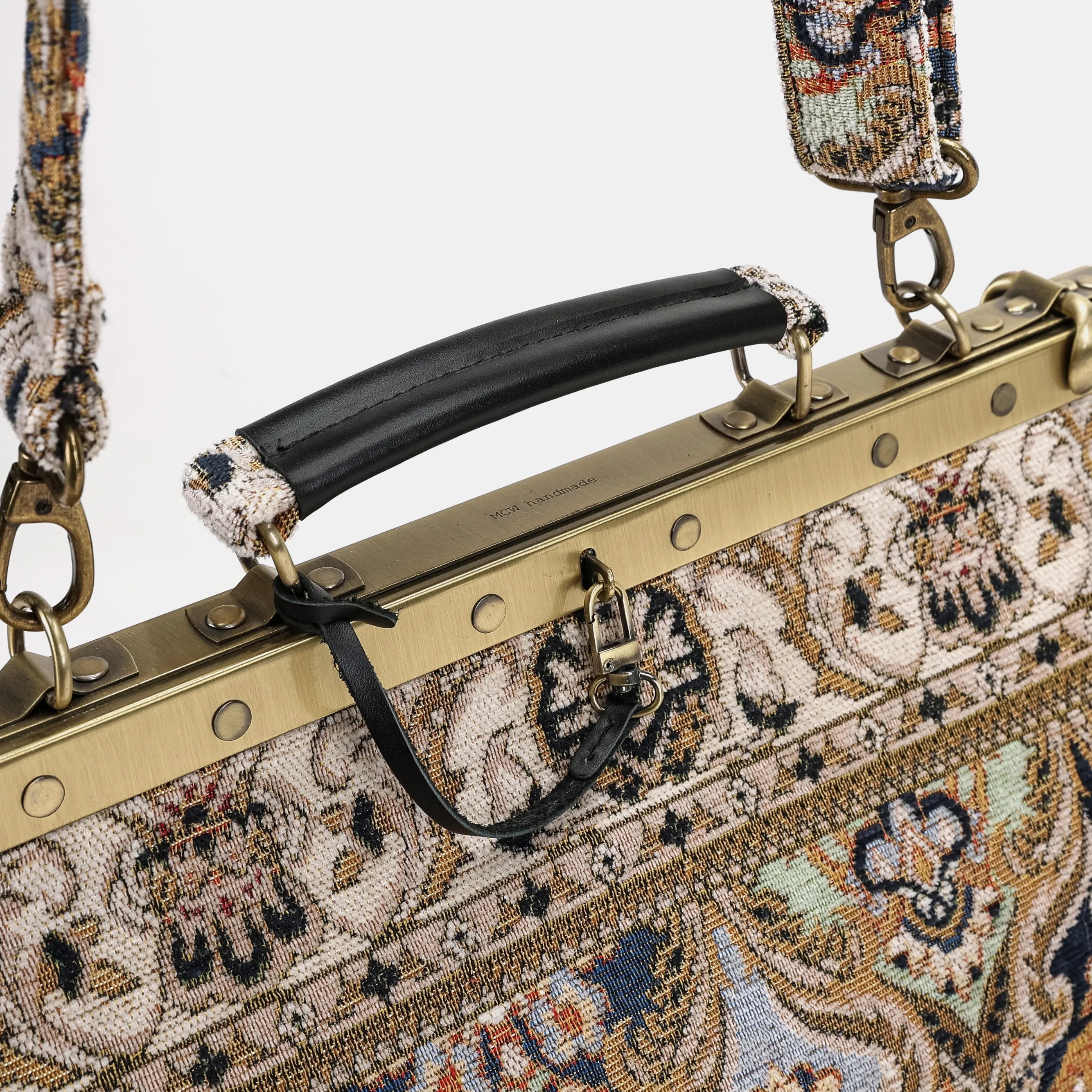Golden Age Navy Celine Carpet Gladstone Bag of America handle