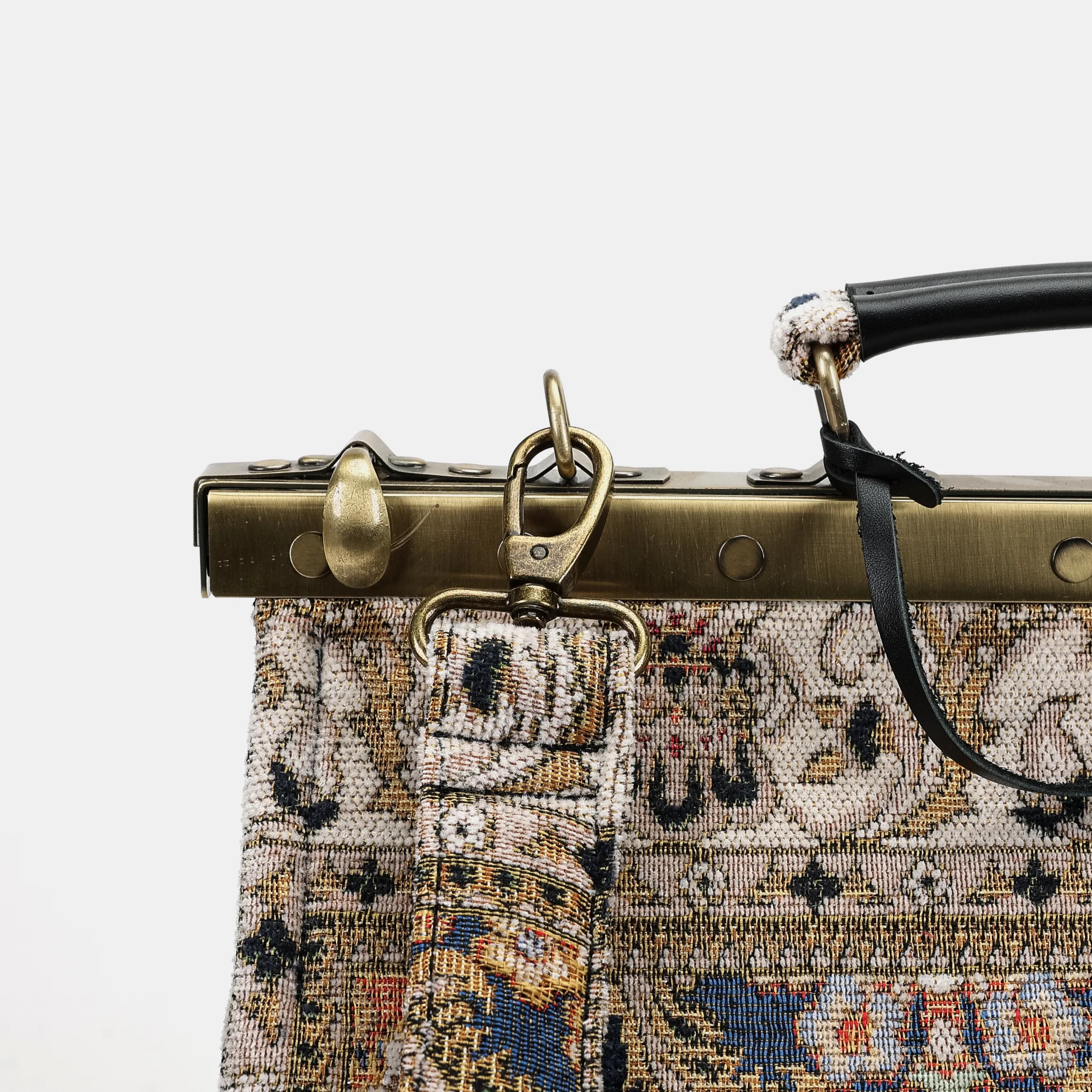 Golden Age Navy Celine Carpet Gladstone Bag of America  shoulder strap clasp