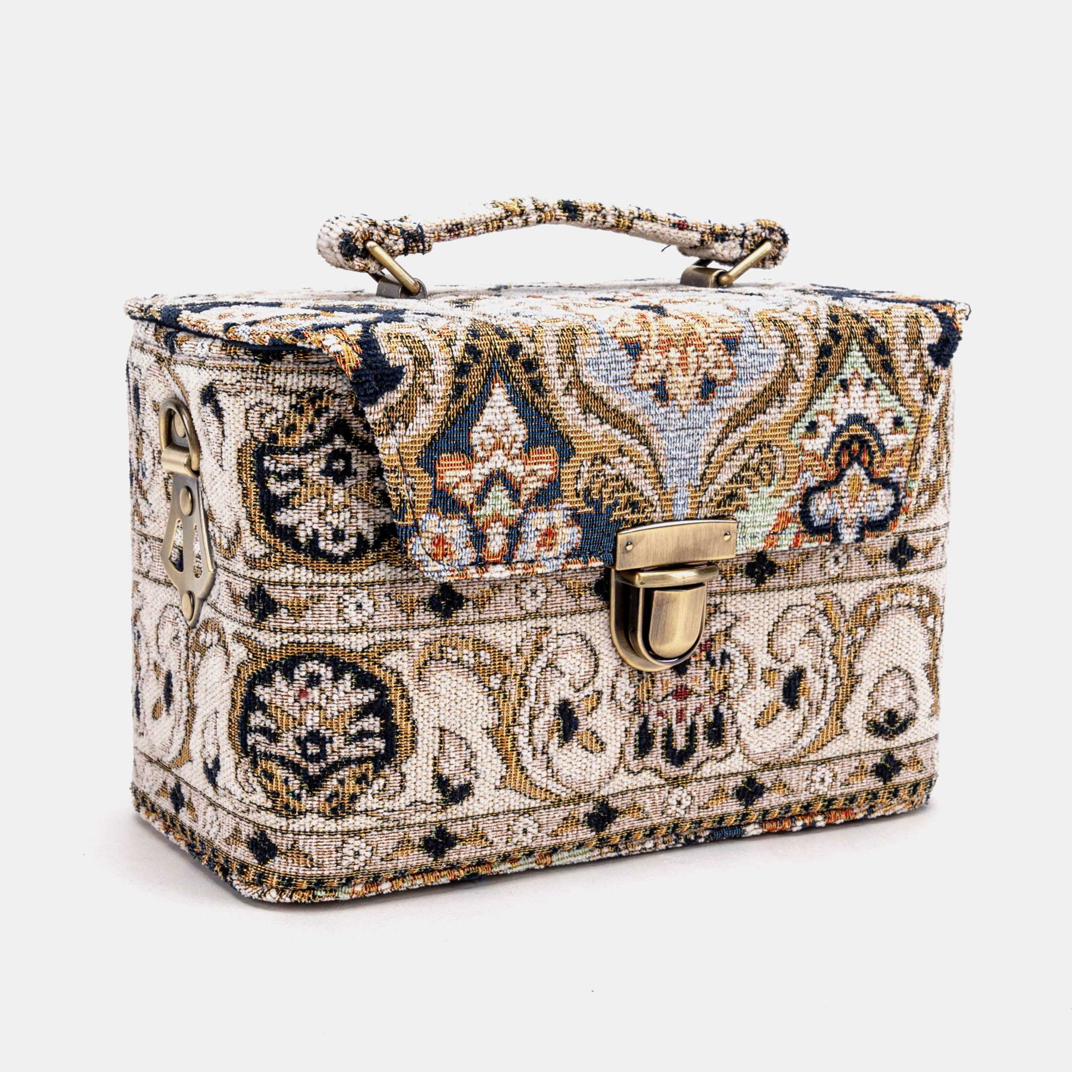 Golden Age Navy Clara Medium Train Case Purse of America front side