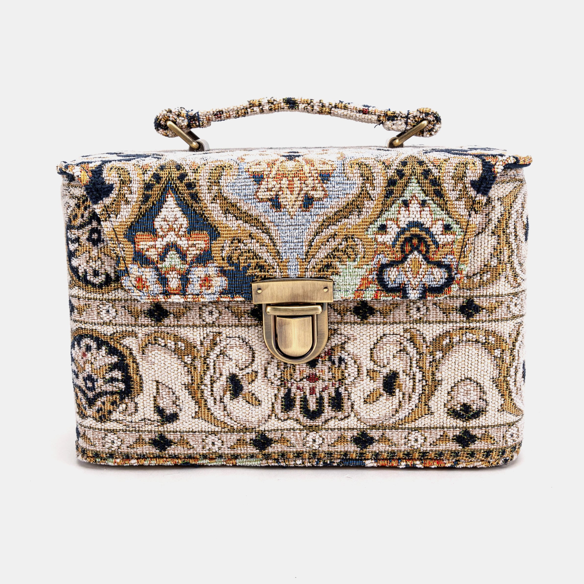 Golden Age Navy Clara Medium Train Case Purse of America  front