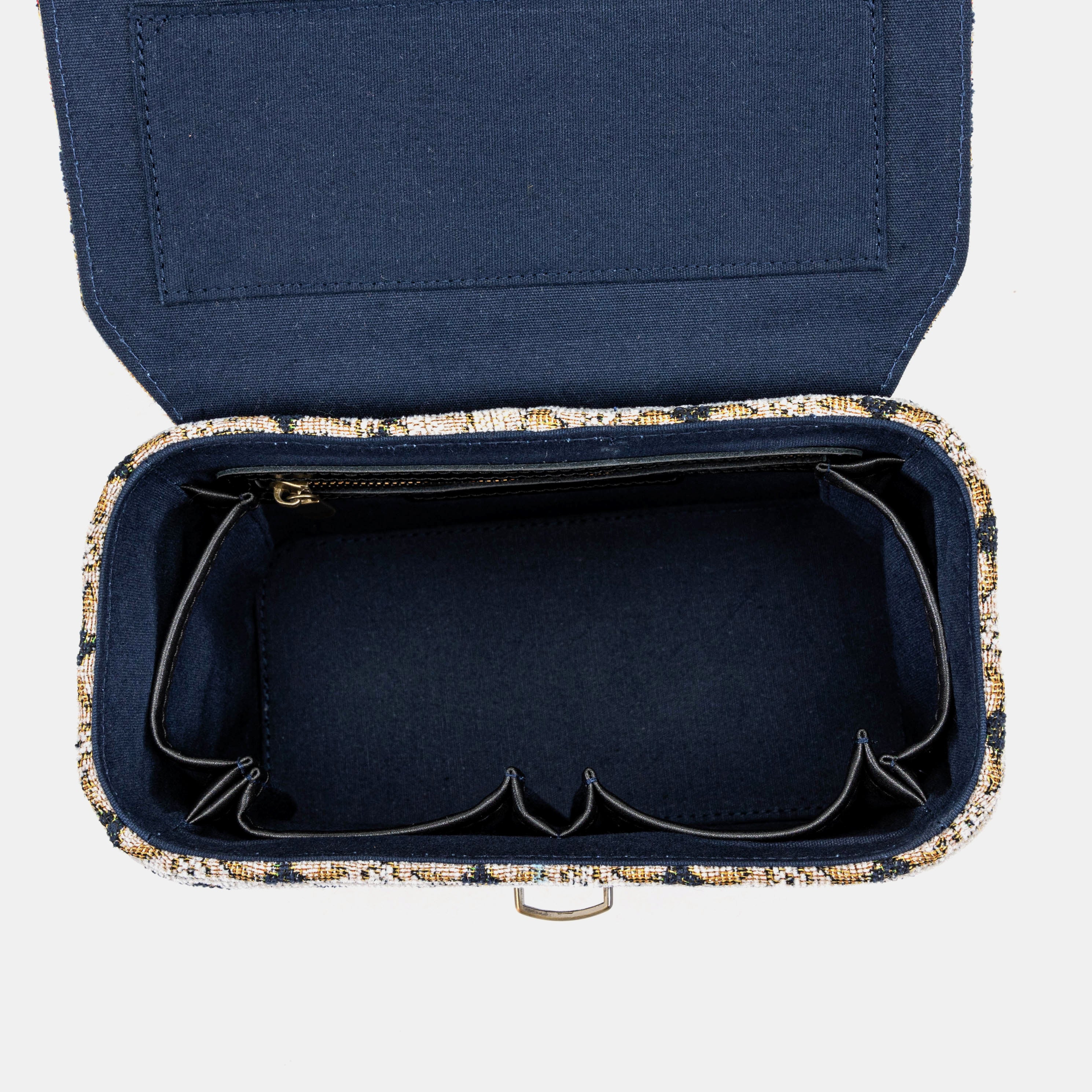 Golden Age Navy Clara Medium Train Case Purse  of America inside