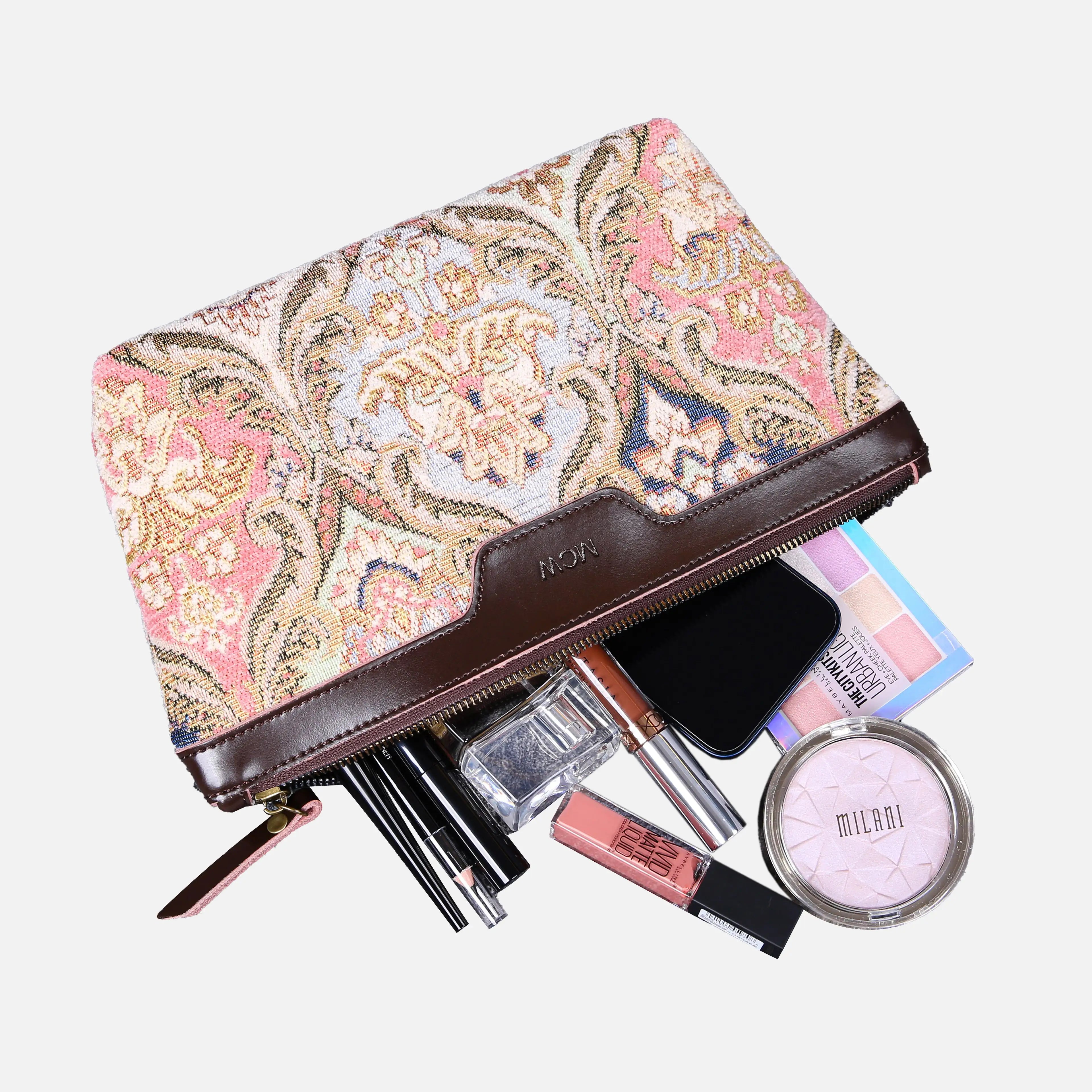 Golden Age Pink Carpet Makeup Bag carpet bag MCW Handmade in use