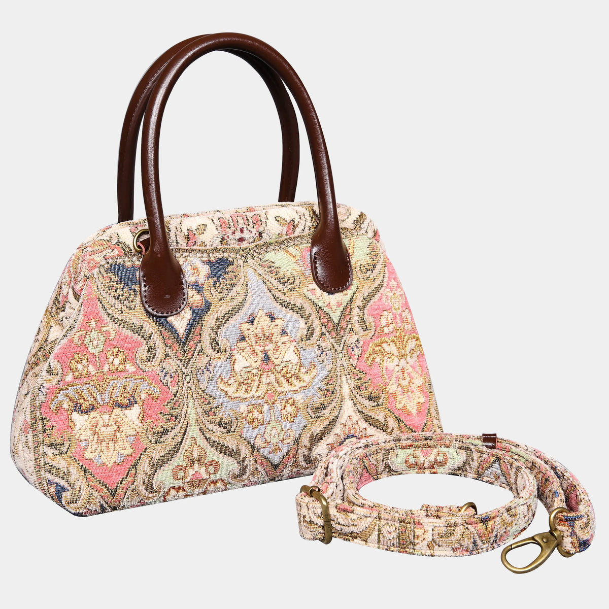 Golden Age Pink Carpet Satchel carpet bag MCW Handmade of America with strap