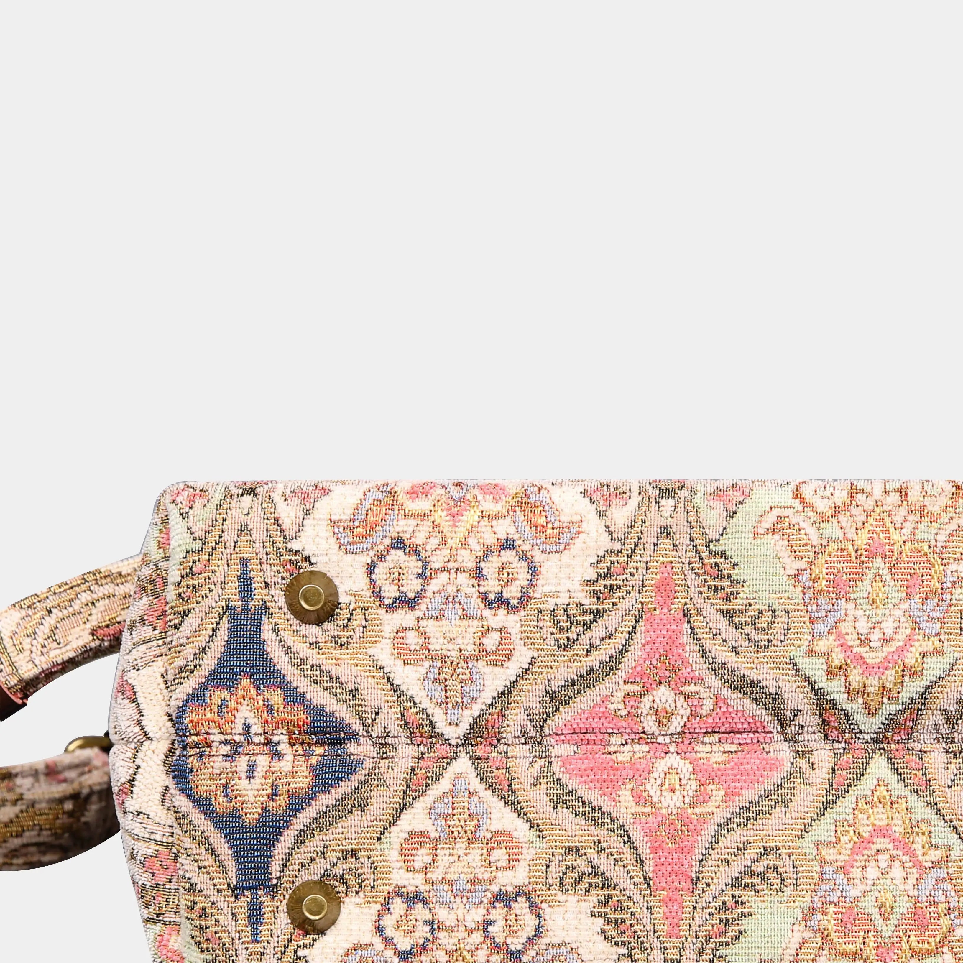 Golden Age Pink Carpet Satchel carpet bag MCW Handmade of America bottom