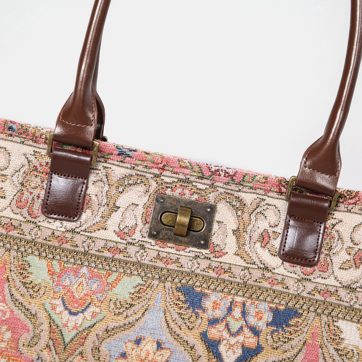 Golden Age Pink Carpet Tote Shopper carpet bag MCW Handmade of America closure
