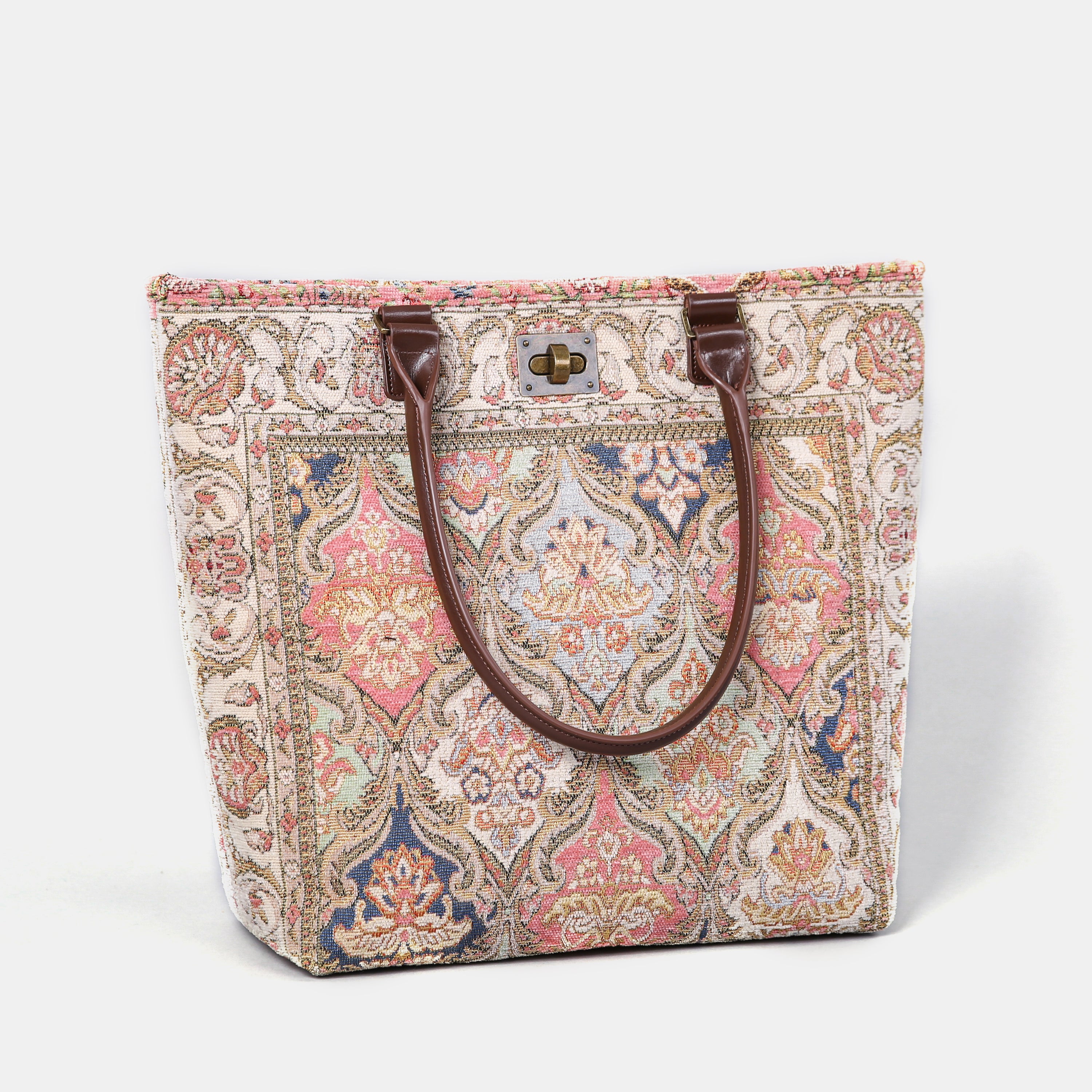 Golden Age Pink Carpet Tote Shopper carpet bag MCW Handmade of America front