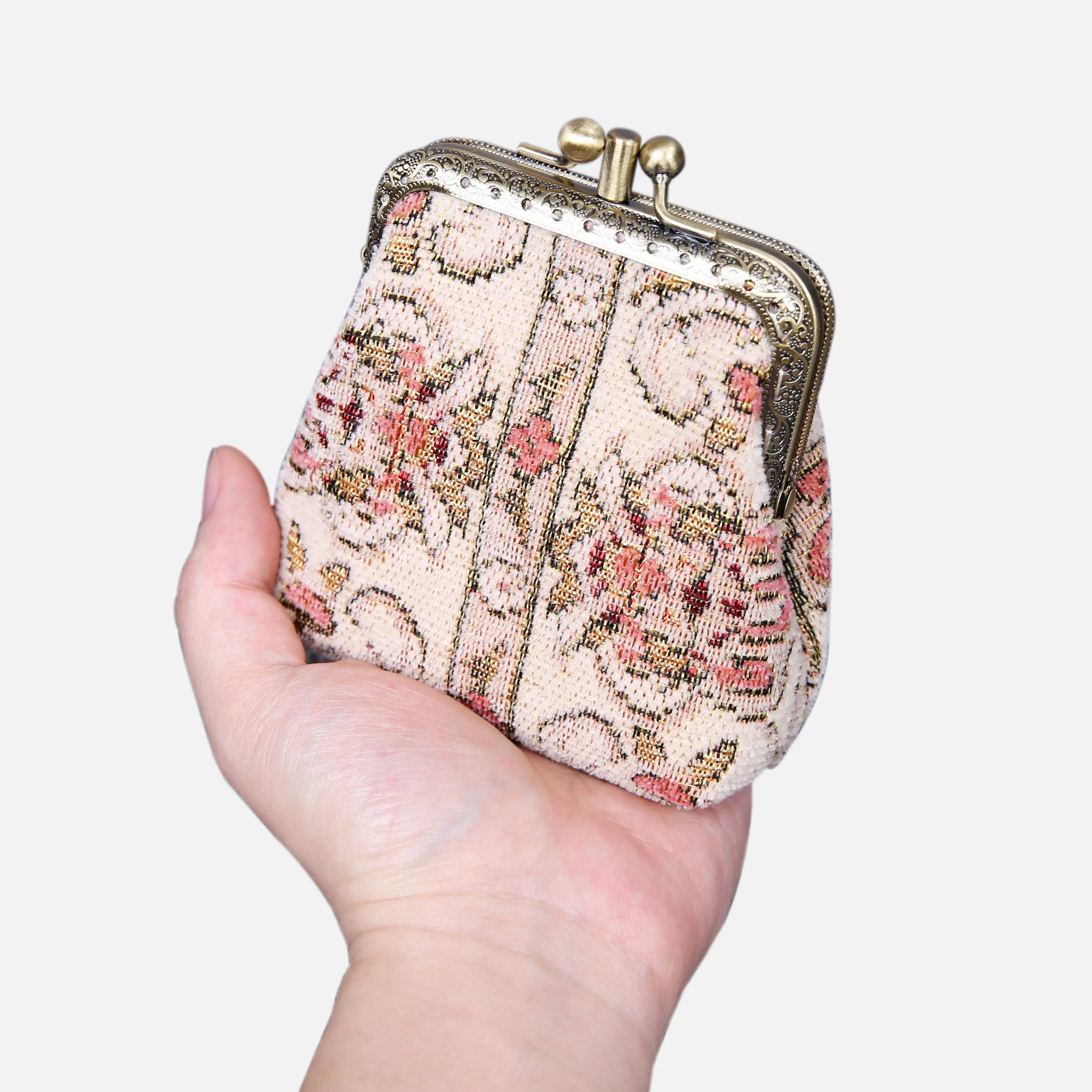 Golden Age Pink Double Kiss Clasp Coin Purse of America main