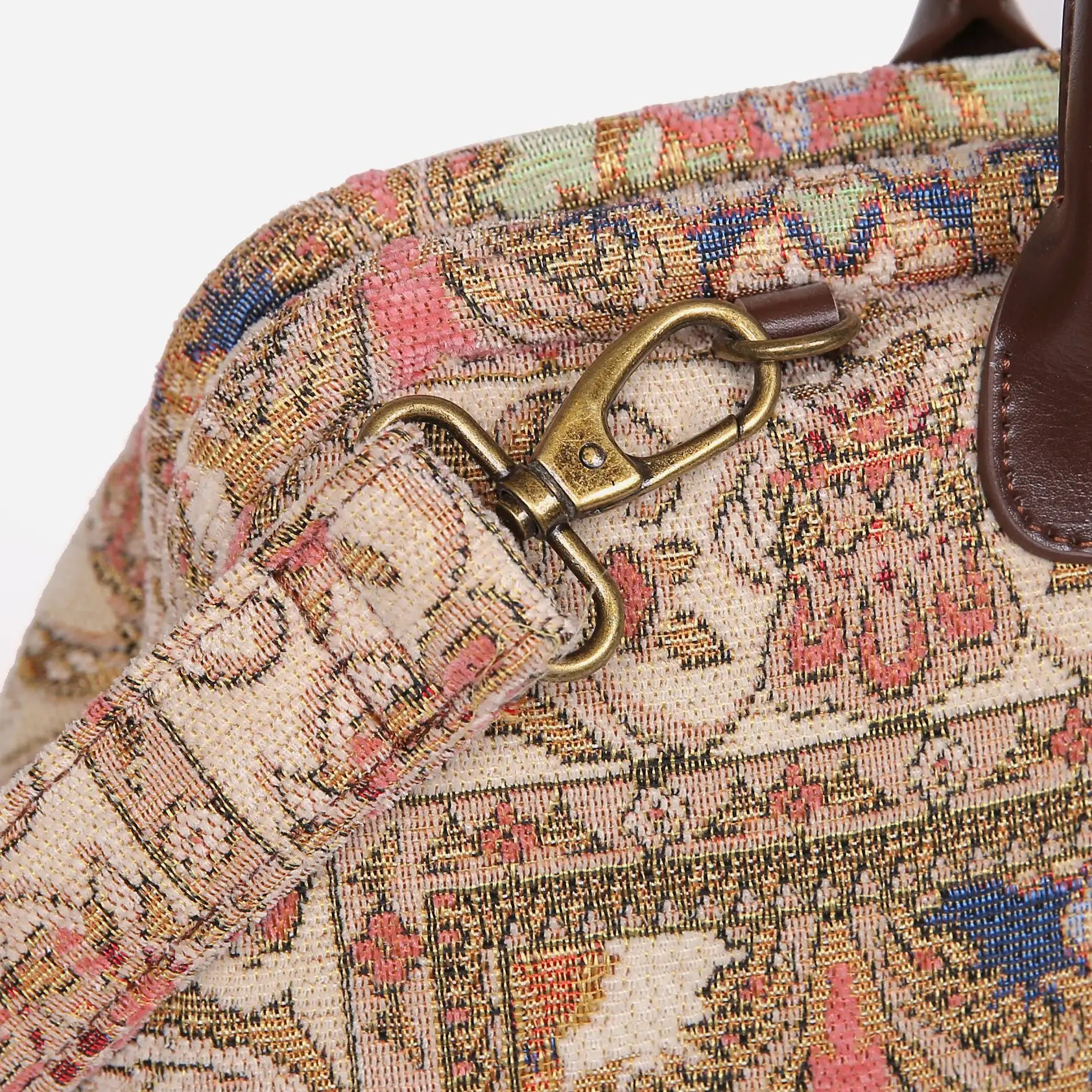 Golden Age Pink Mary Poppins Weekender Carpetbag clasp