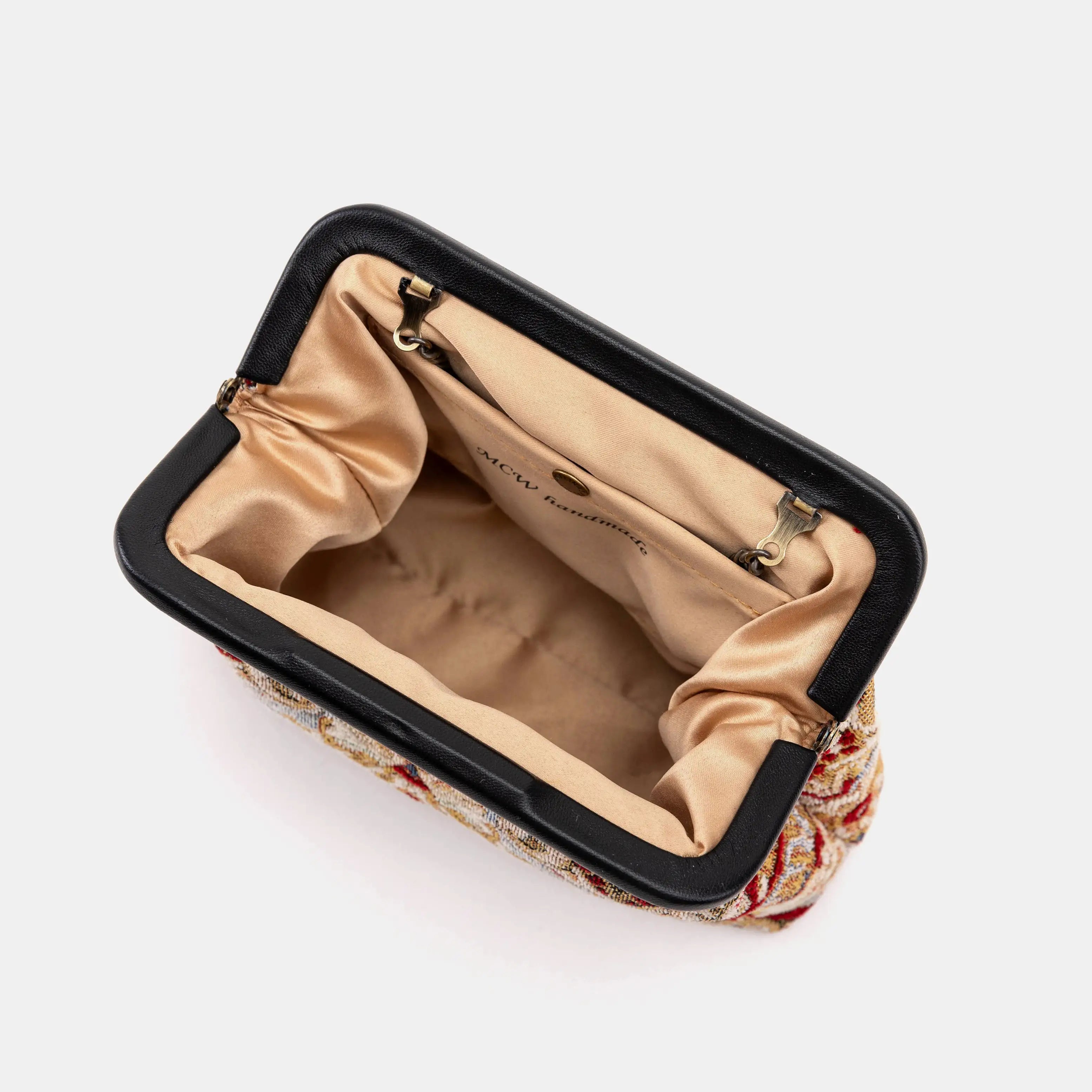 Golden Age Red  Alma Evening Clutch Bag inside