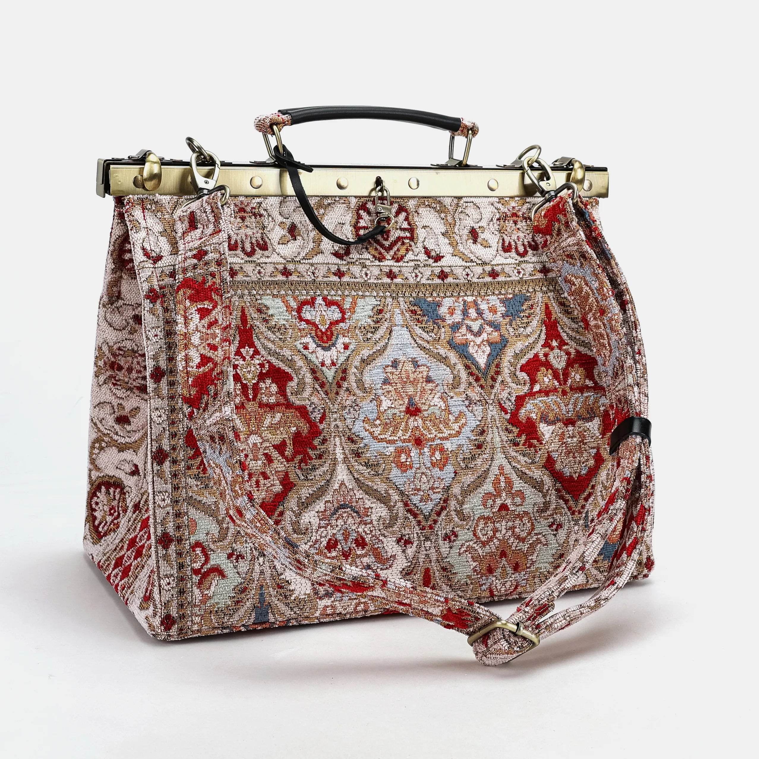 Golden Age Red Celine Carpet Gladstone Bag of America with shoulder strap