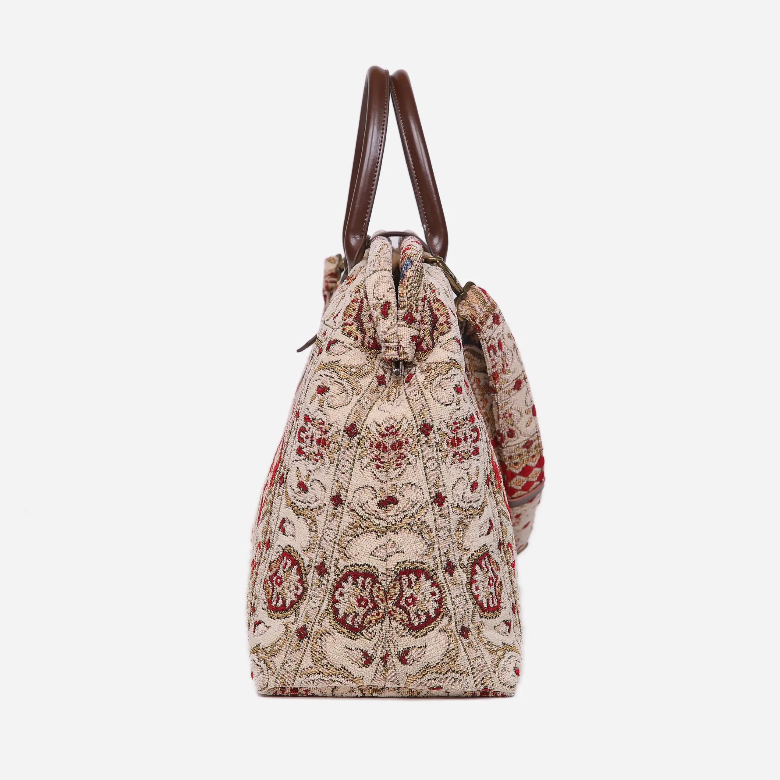 Golden Age Red Mary Poppins Weekender carpet bag MCW Handmade-side