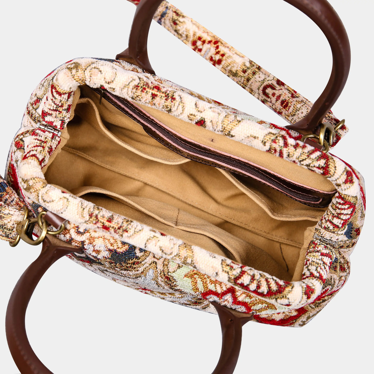 Golden Age Red Carpet Satchel carpet bag MCW Handmade-inside