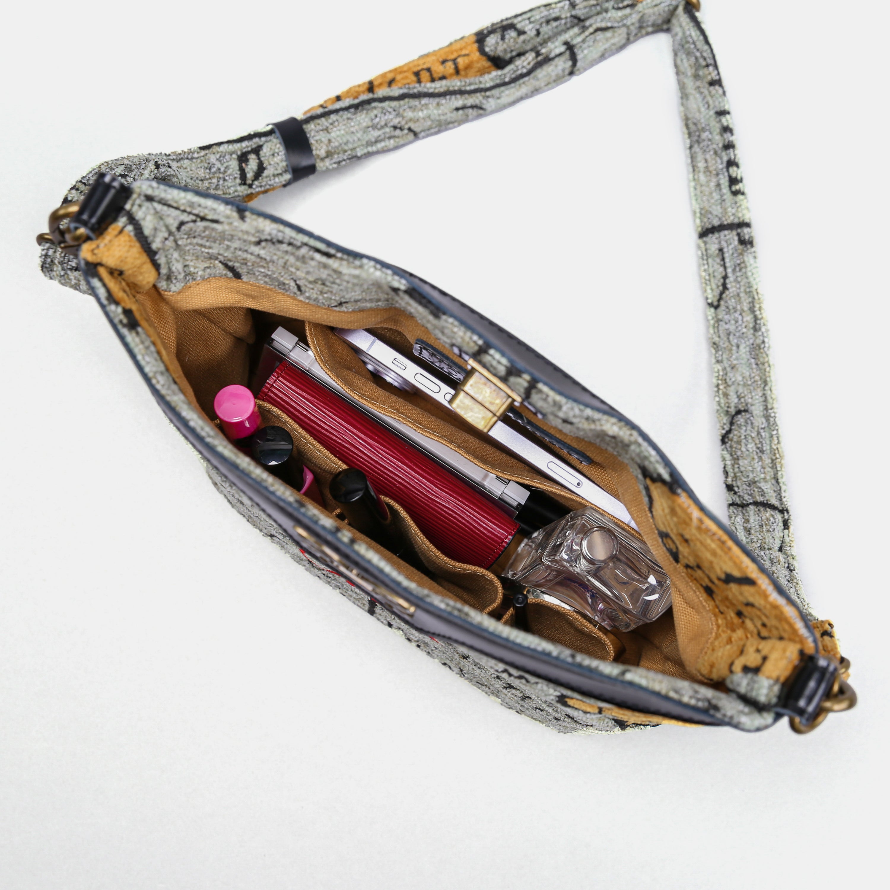 Here Be Dragons Butterfly Crossbody Bag Carpetbag of America in use