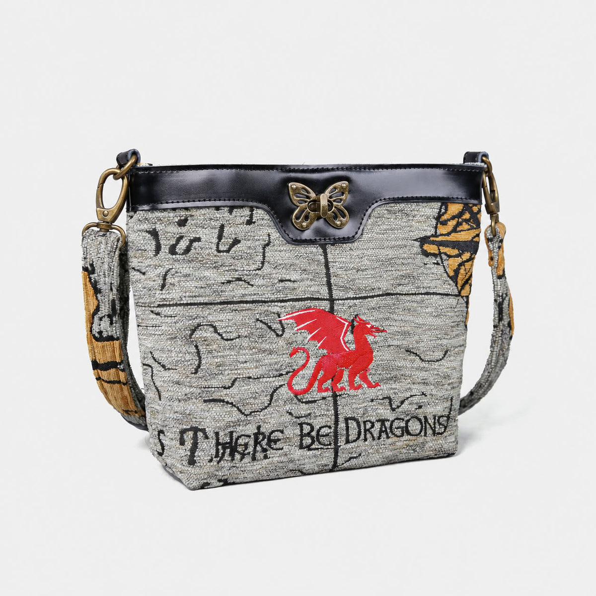Here Be Dragons Butterfly Crossbody Bag Carpetbag of America front