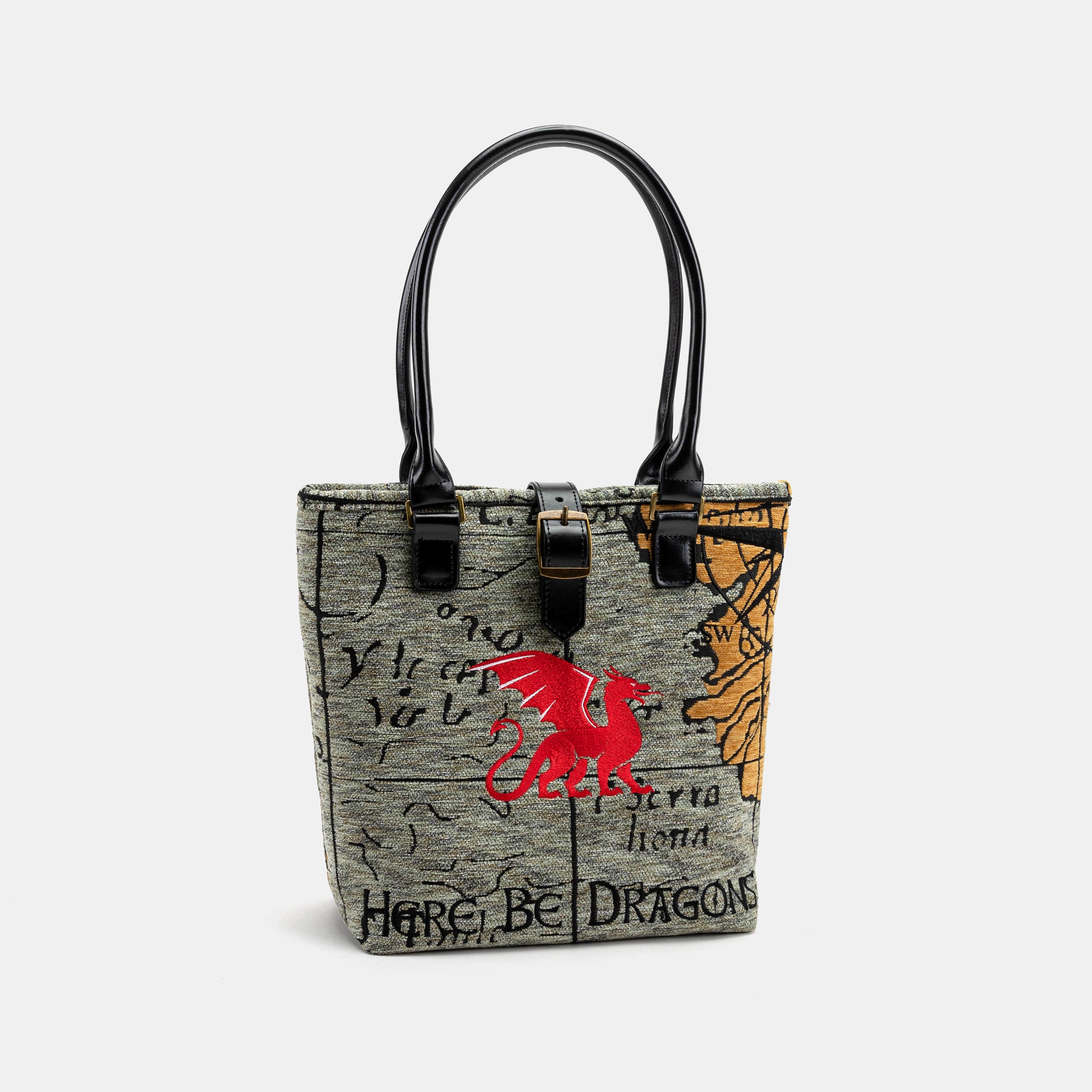 Here Be Dragons Everyday Tote Carpet Bag of America front side