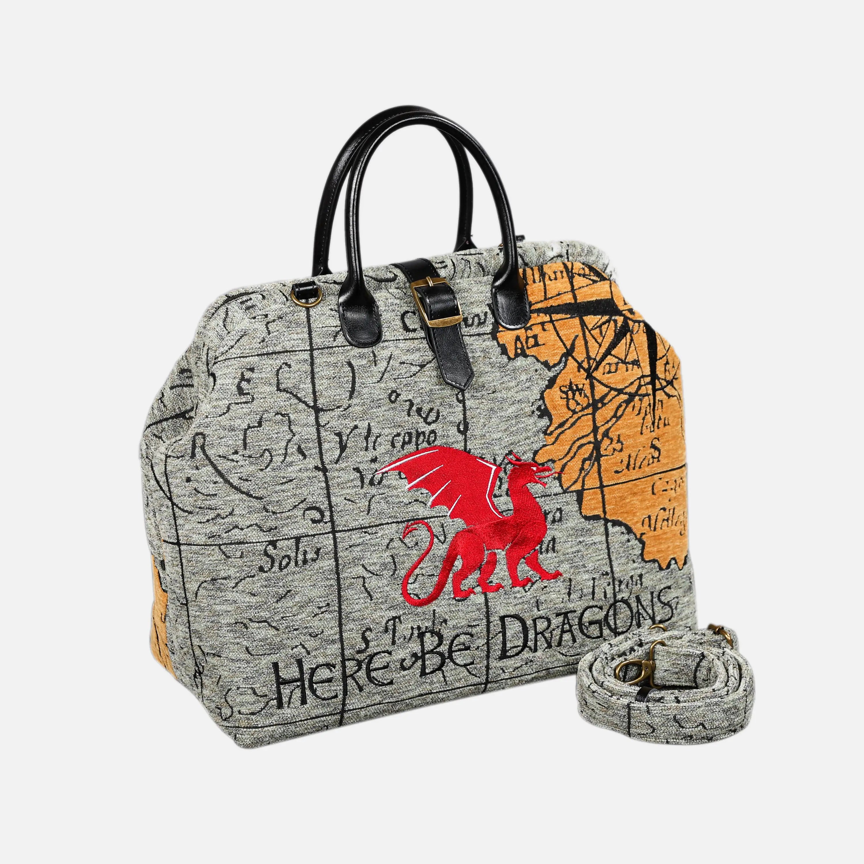 Here Be Dragons Mary Poppins Weekender Carpetbag of America with shoulder strap