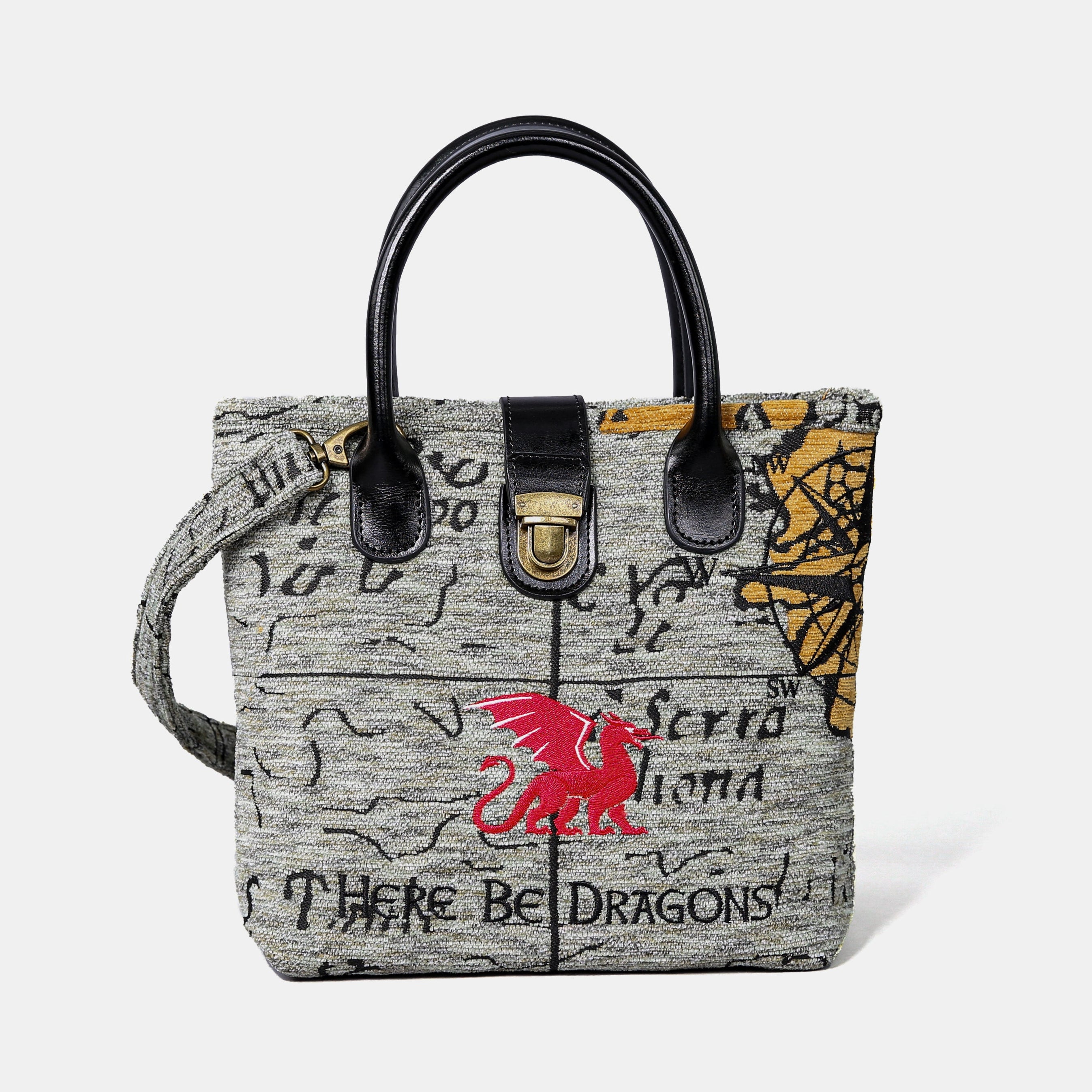 Here Be Dragons Tuck Lock Carpet Satchel carpet bag MCW Handmade of America main