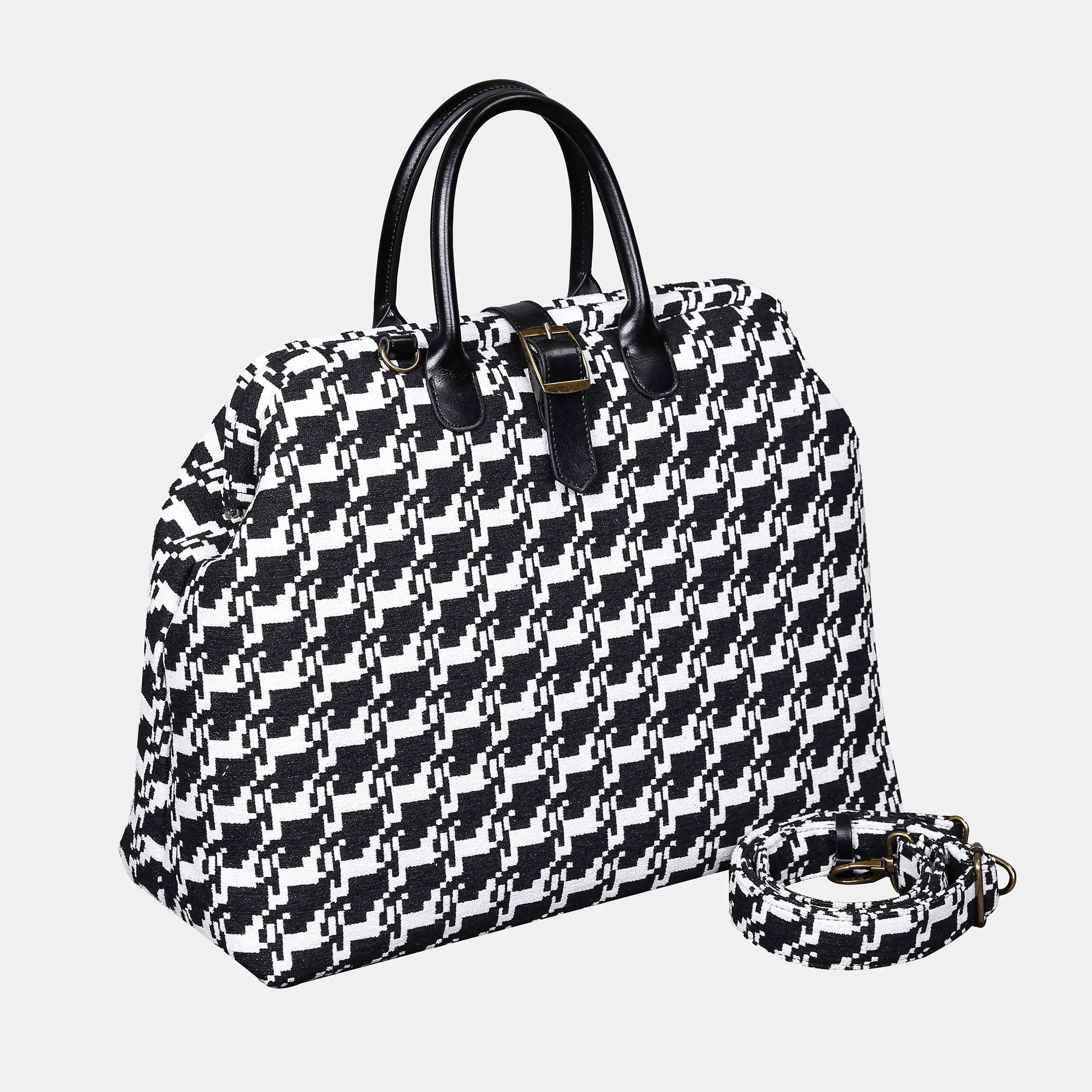 Houndstooth Mary Poppins Weekender Carpet Bag of America with shoulder strap