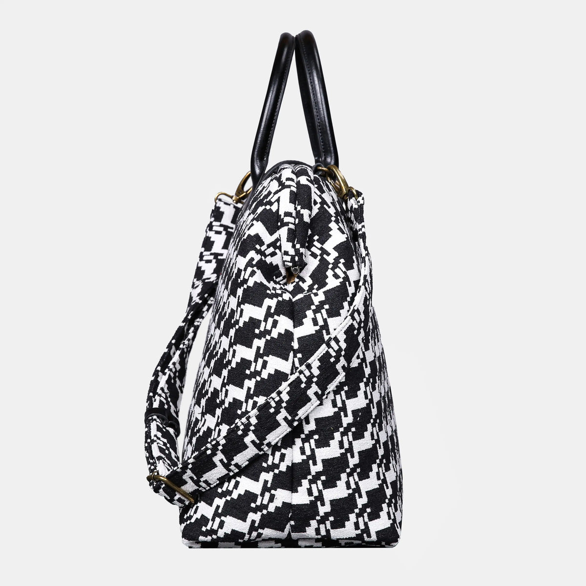 Houndstooth Mary Poppins Weekender Carpet Bag of America side