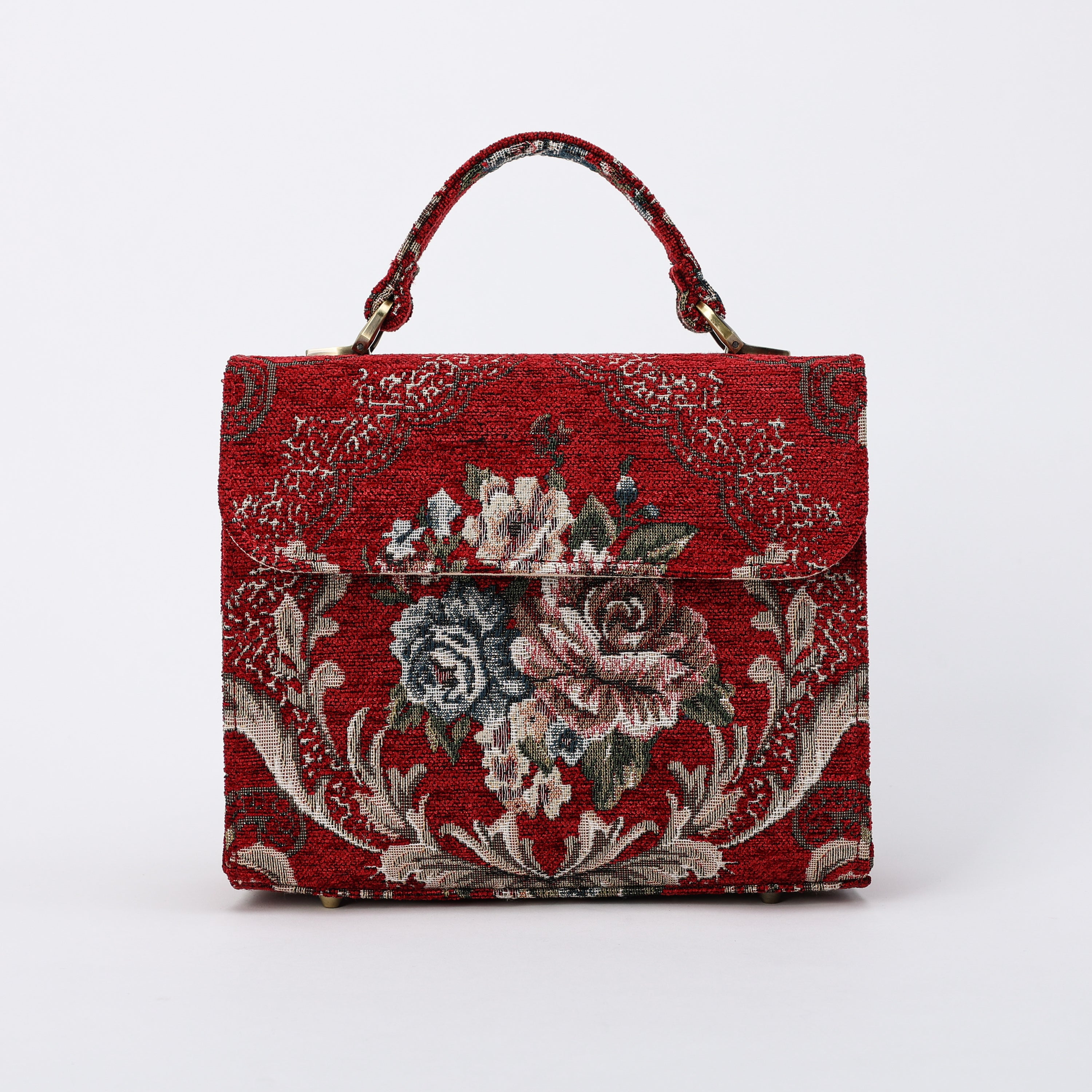 Floral Red Flap Satchel carpet bag MCW Handmade